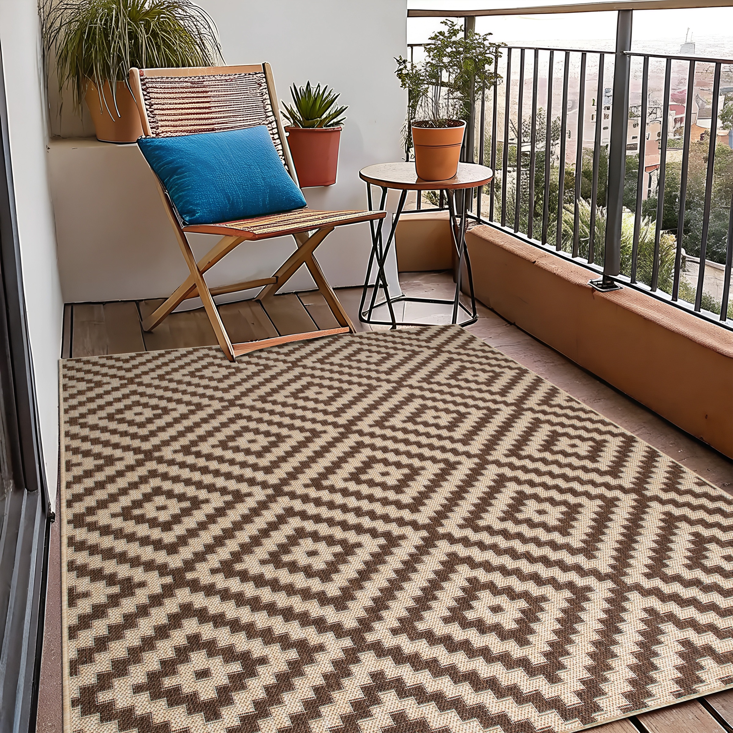 OTTO home Teppich »Cordoba auch als Läufer erhältlich« rechteckig 3 mm Höhe In- und Outdoor geeignet, Sisal-Optik, Wetterfest & UV-beständig, Boho