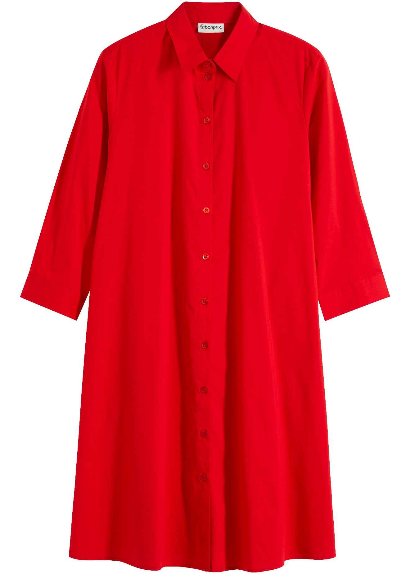 bonprix Hemdblusenkleid A-Linien-Passform, 3/4-Ärmel, mit Hemdblusenkragen