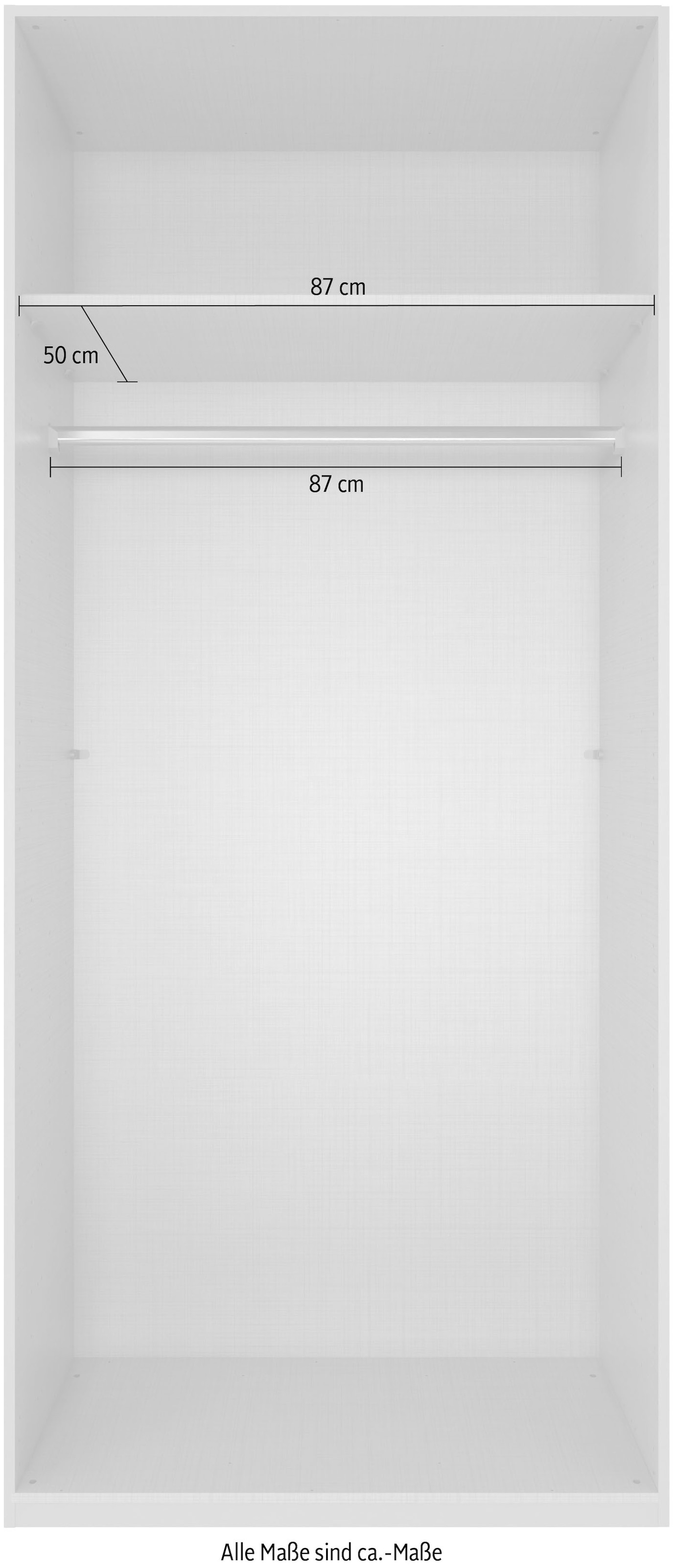 Wimex Kleiderschrank »Mugano,in 8 Breiten,3 Höhen,2 Tiefen, viele Farben, Made in Germany«, (in Basic oder Premium Ausstattung mit 2 weiteren Einlegeböden), mit langen oder kurzen Griffen aus Metall, mit oder ohne Spiegel