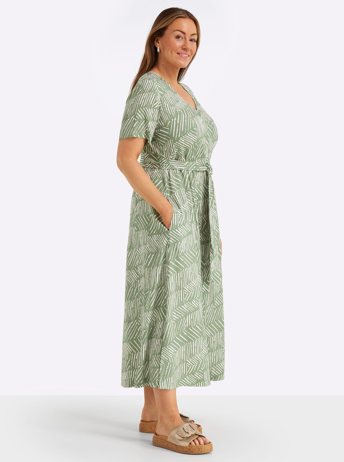Sheego Maxikleid »Kleid« Nahttasche