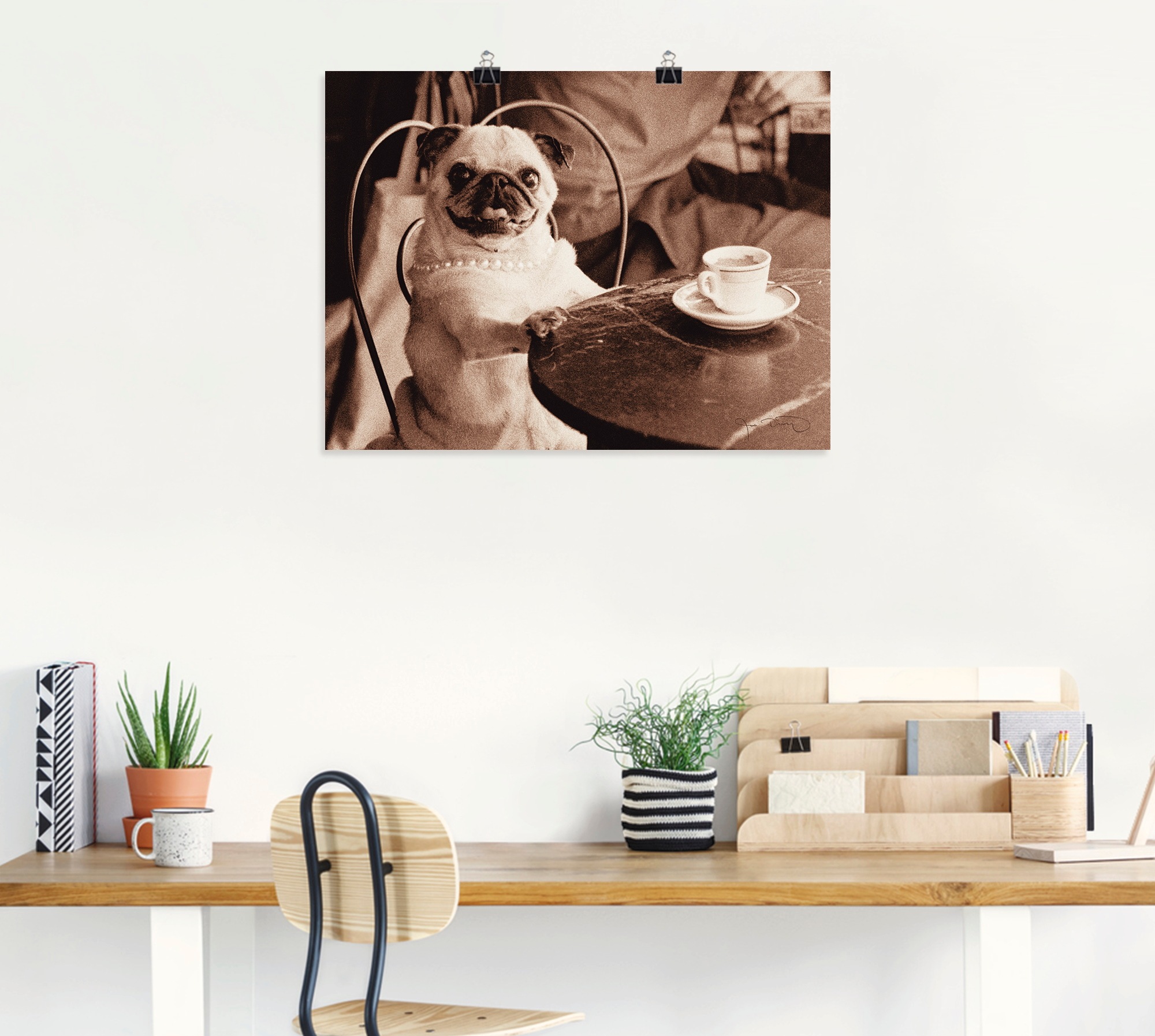 Artland Wandbild »Kaffee Haustiere, Poster, Mops«, Leinwandbild, verschied. (1 kaufen als Größen in OTTO bei St.), Wandaufkleber