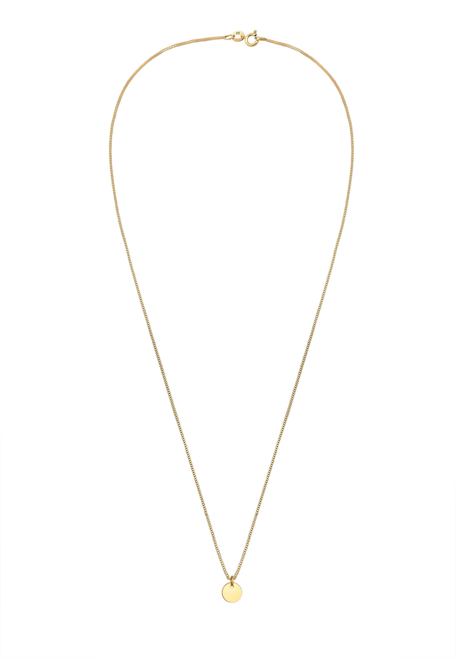 Elli Kette mit Anhänger »Halskette Plättchen Coin Rund Basic 925 Silber«