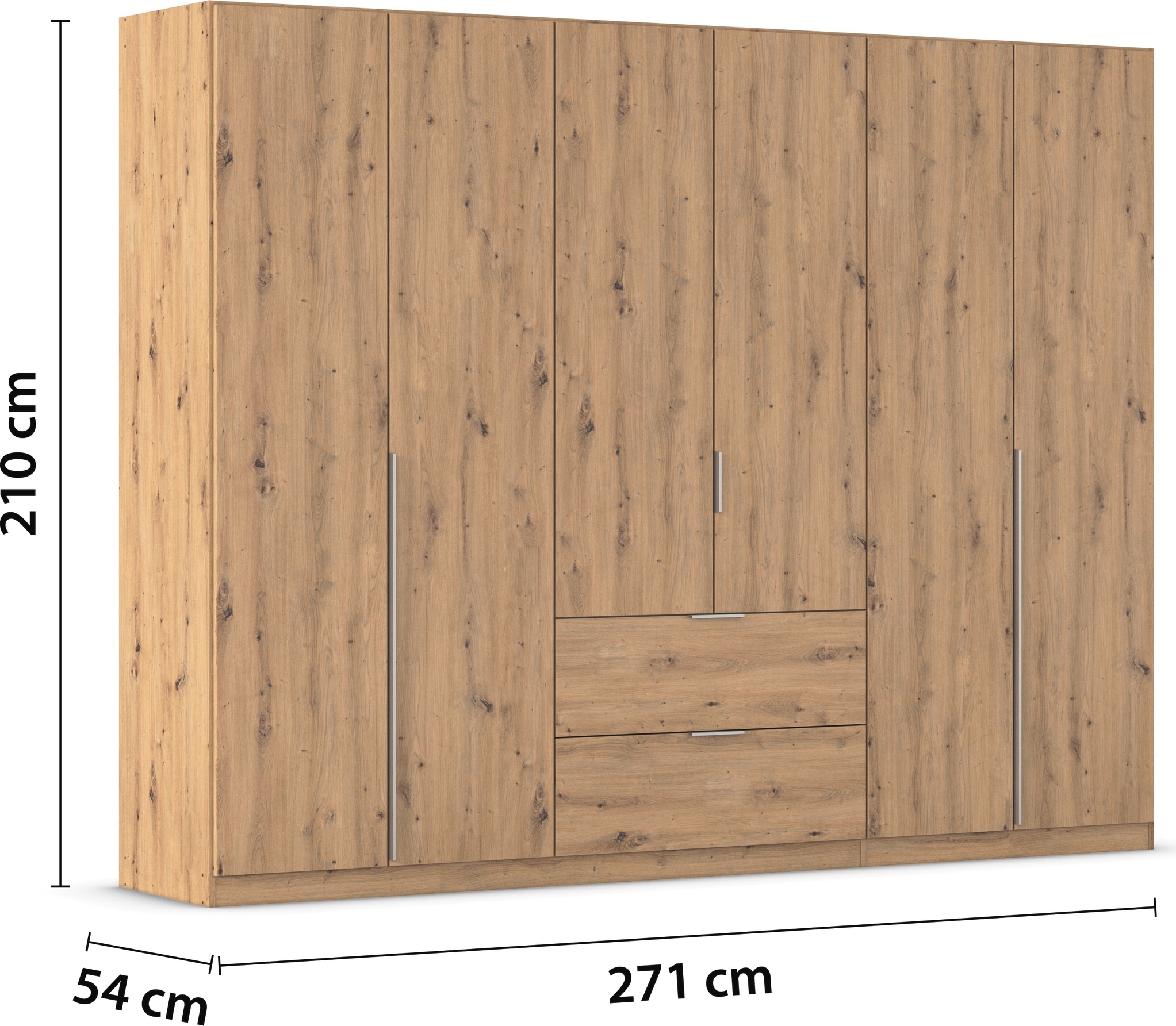 OTTO home Drehtürenschrank »Kleiderschrank Schrank Garderobe AGORDO mit Dekor- oder Hochglanzfront« in zwei Griff-Farben, Breiten 91-360 cm,  mit Außenschubkästen, Serie in 7 Breiten und 2 Höhen MADE IN GERMANY