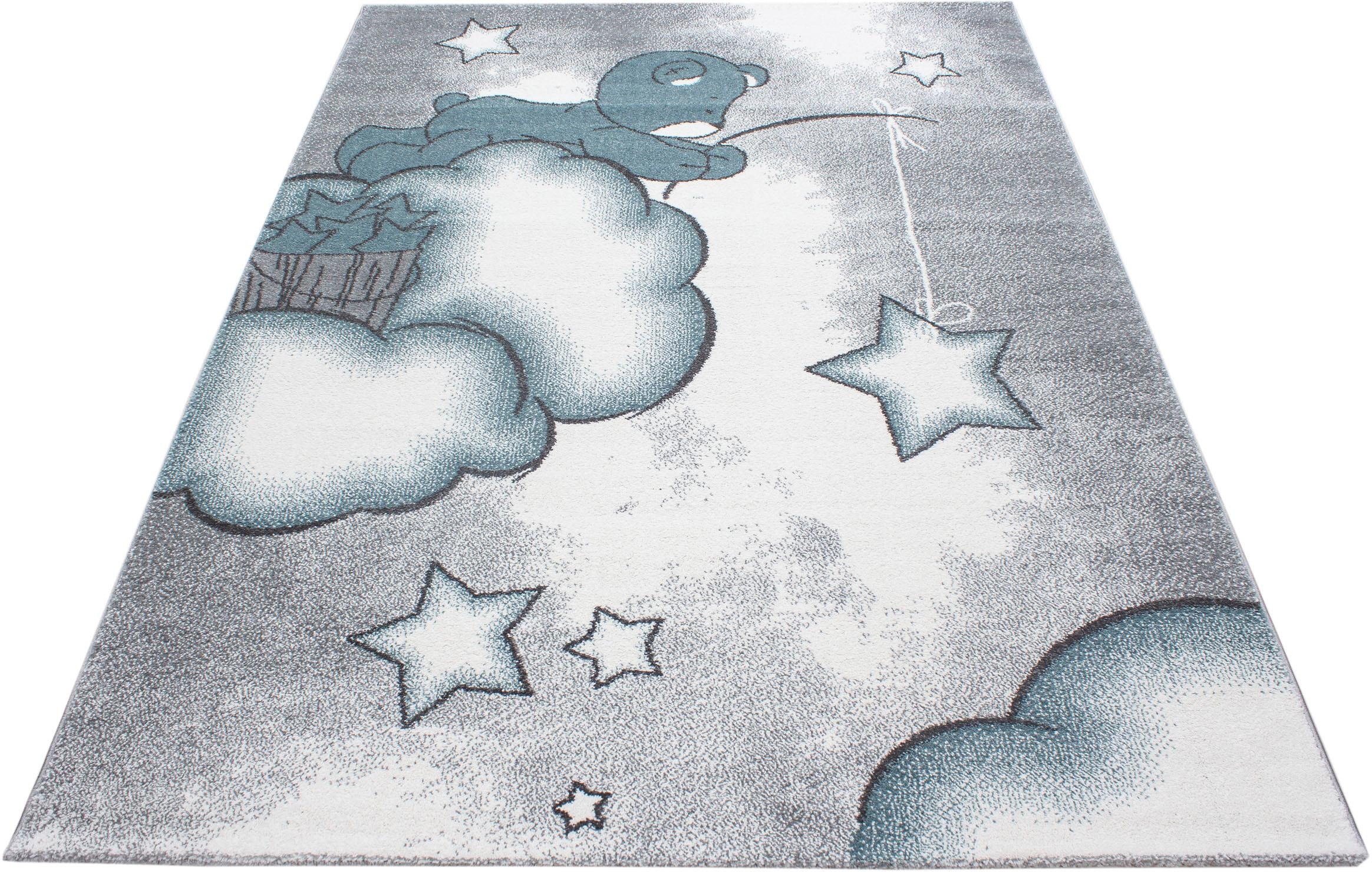 Ayyildiz Teppiche Kinderteppich »Kids 580«, rechteckig, 12 mm Höhe, Teddybär, Sterne Design, Kurzflor