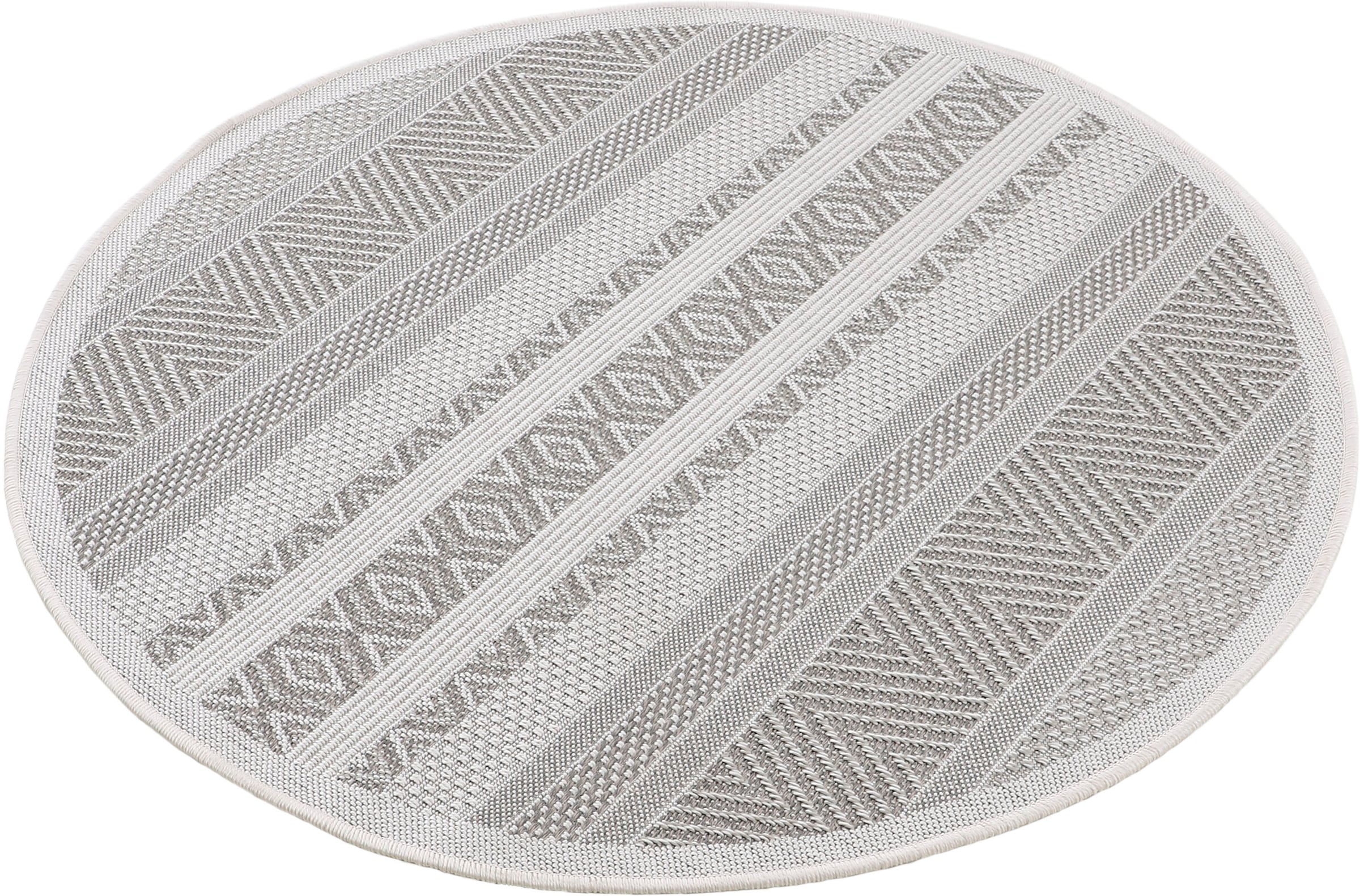carpetfine Teppich »Boho 101«, rund, 4 mm Höhe, robustes Flachgewebe, Sisal Optik, UV-beständig, Außenbereich