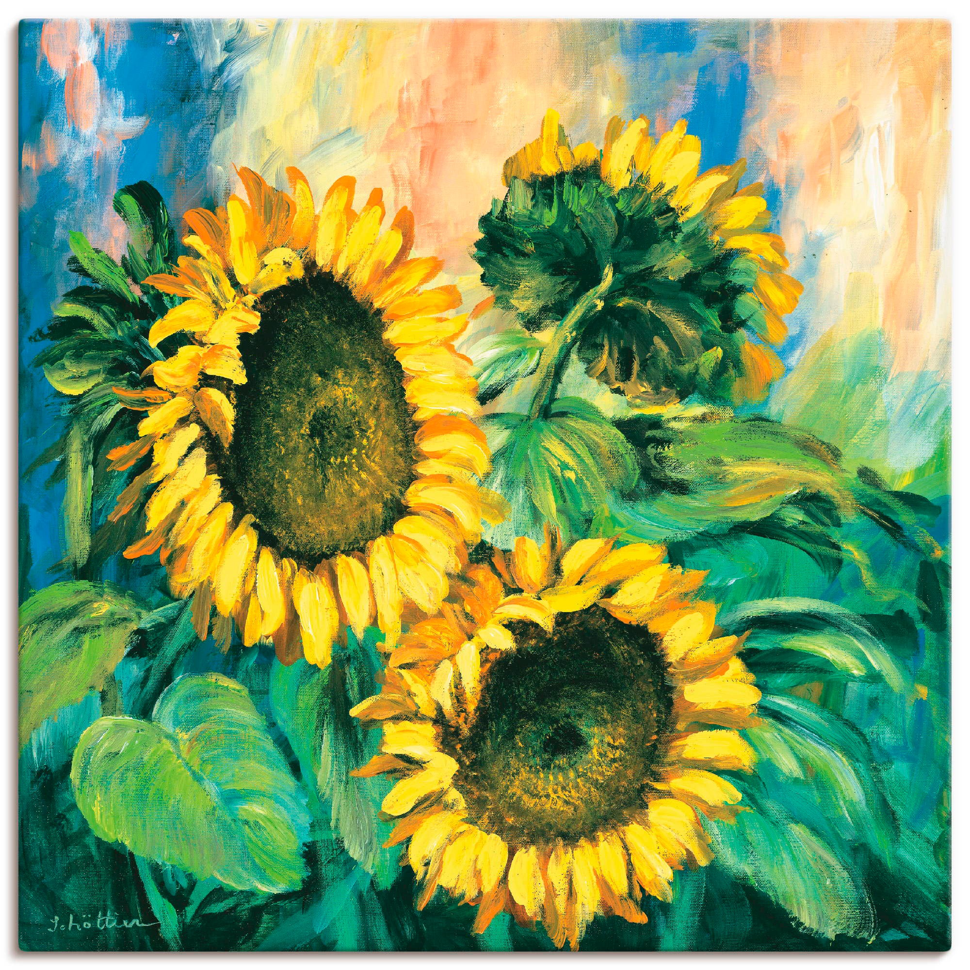 Artland Wandbild »Sonnenblumen II«, Blumen, (1 St.), in vielen Größen & Produktarten -Leinwandbild, Poster, Wandaufkleber / Wandtattoo auch für Badezimmer geeignet