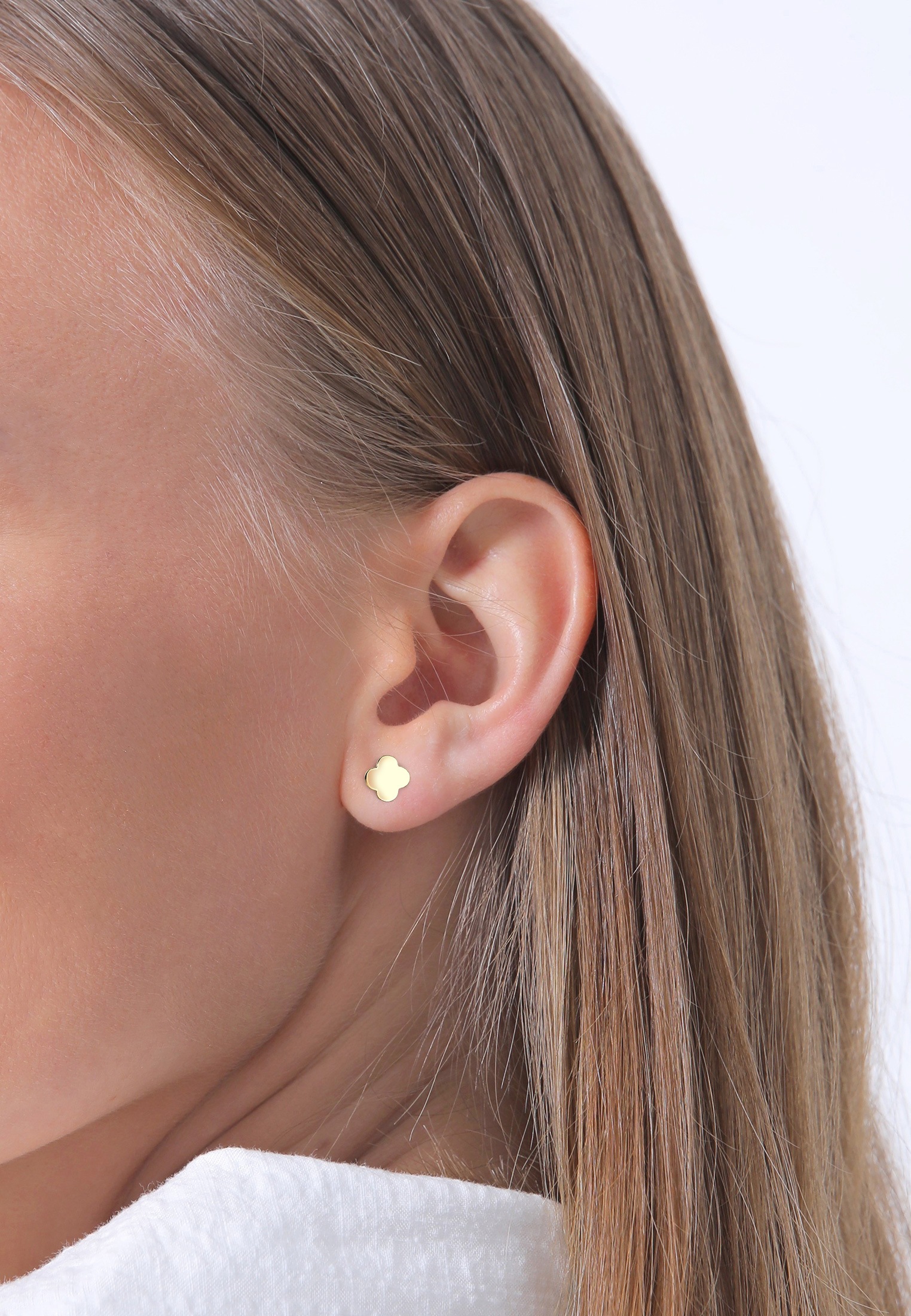 Elli Premium Paar Ohrstecker »Ohrringe Ohrstecker Kleeblatt 585 Gelbgold«