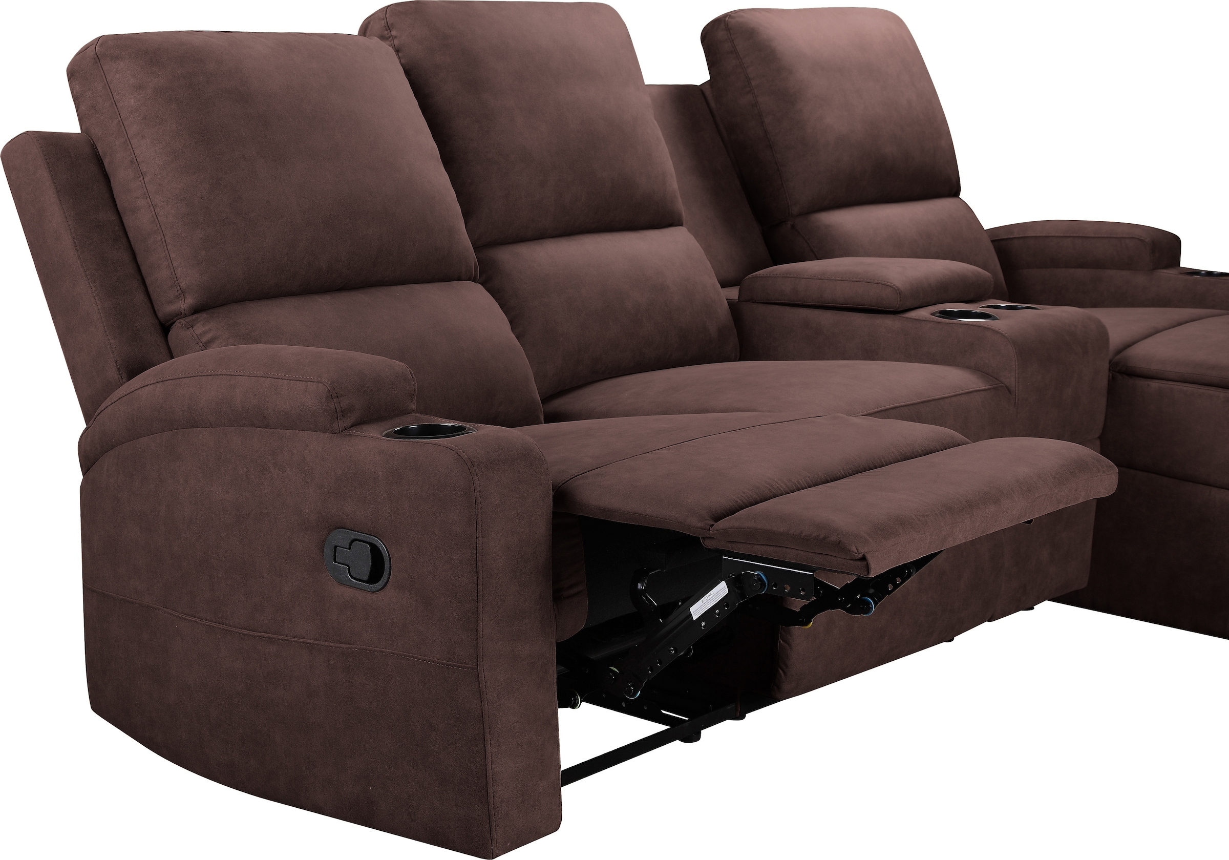 Home affaire Ecksofa »NAPORI Multimediasofa, 3er Kinosessel XXL, L-Form, 3 Bezugsstoffe«, Kinosofa mit Relaxfunktion, Getränkehalter, Staufach und Staukasten