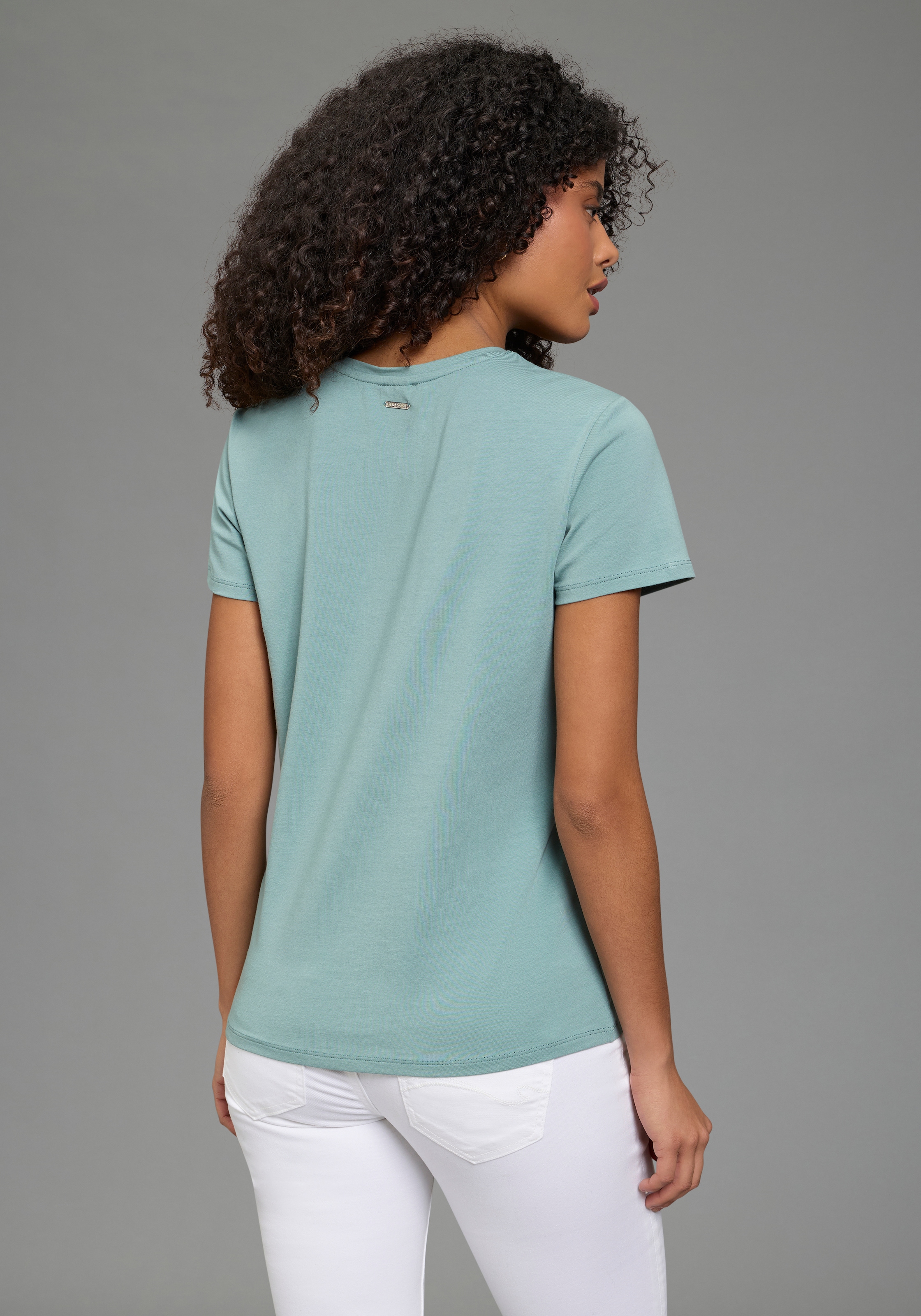 Laura Scott T-Shirt im Basic-Stil, mit Rundhalsausschnitt, aus elastischem Single Jersey