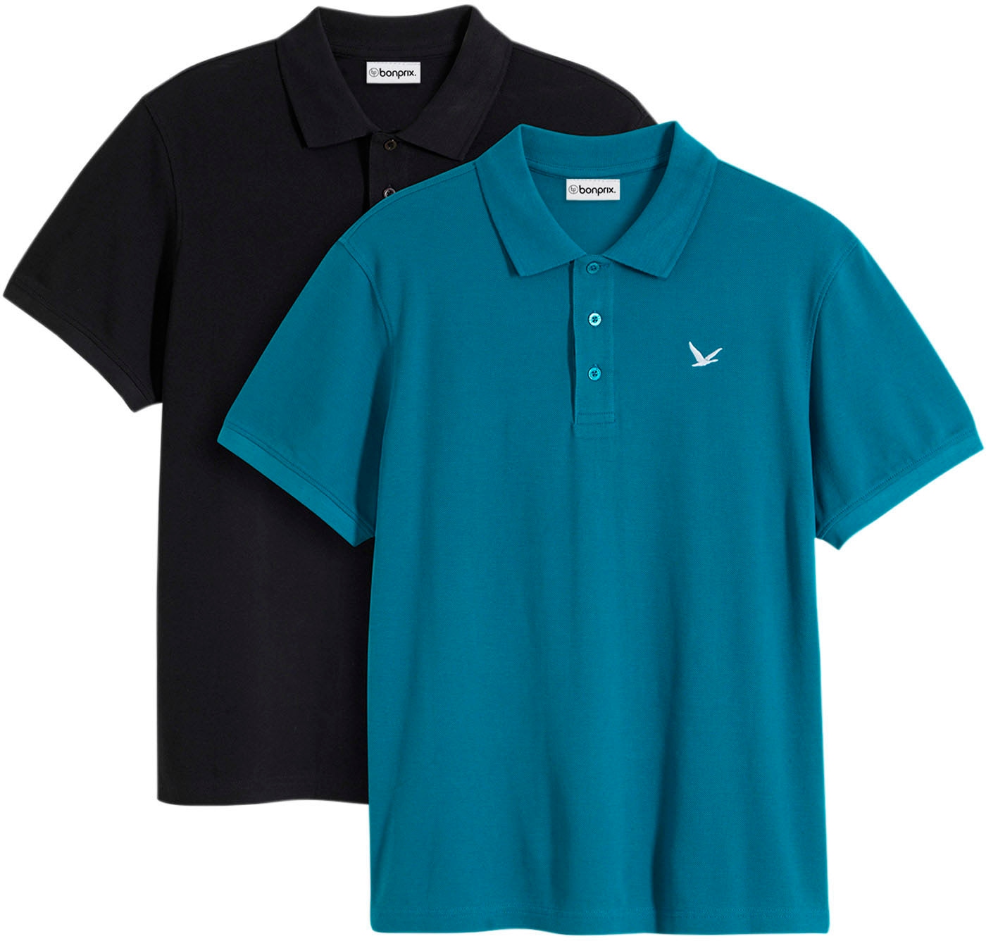 bonprix Poloshirt »Poloshirt (2er Pack) aus reiner Baumwolle« Packung, 2 Stk. Regular Fit, Kurzarm, aus Baumwolle, mit Polokragen