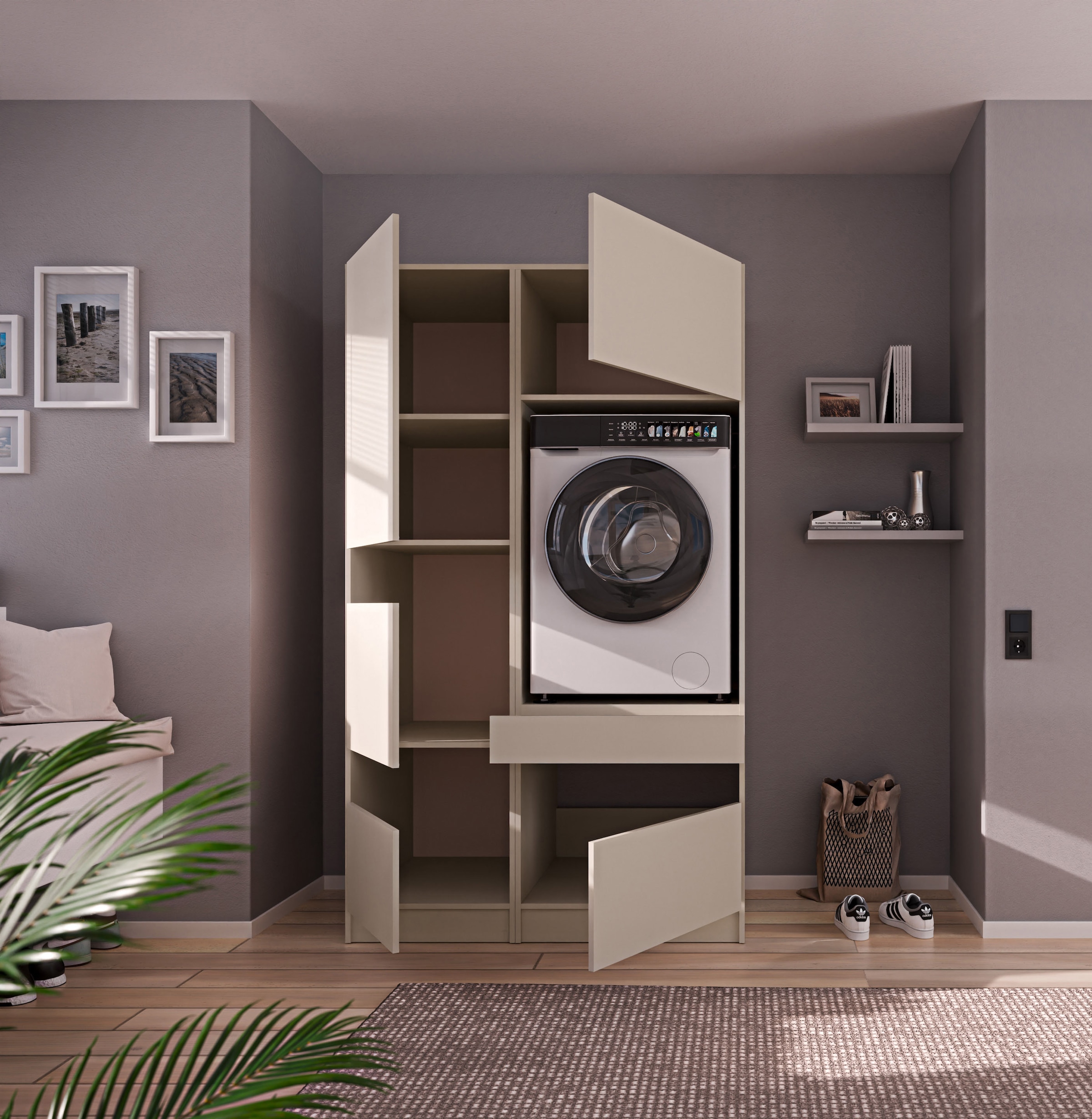 BASIC by Balculina Mehrzweckschrank-Set »Washhome B/T/H 118x68x200 cm« 2 Stk. tlg.