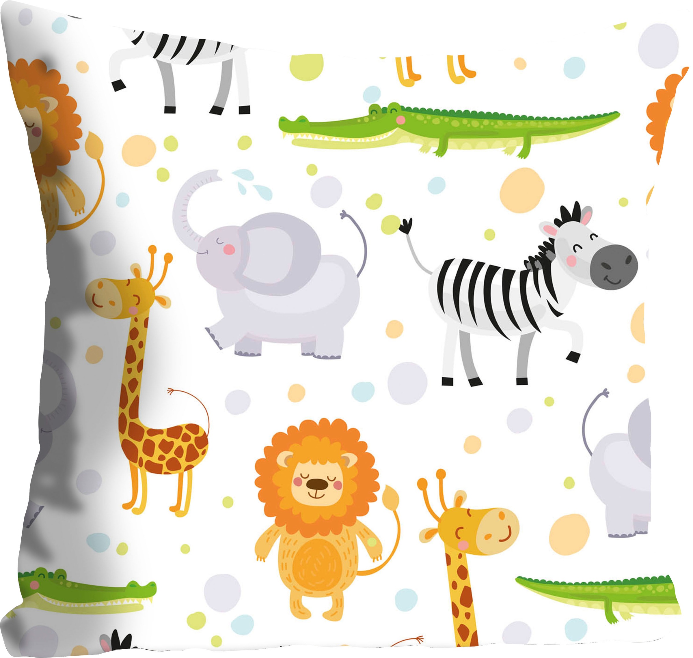 queence Kissenhülle »Sandy«, (1 St.), für Kinder mit Giraffe, Zebra und Elefant