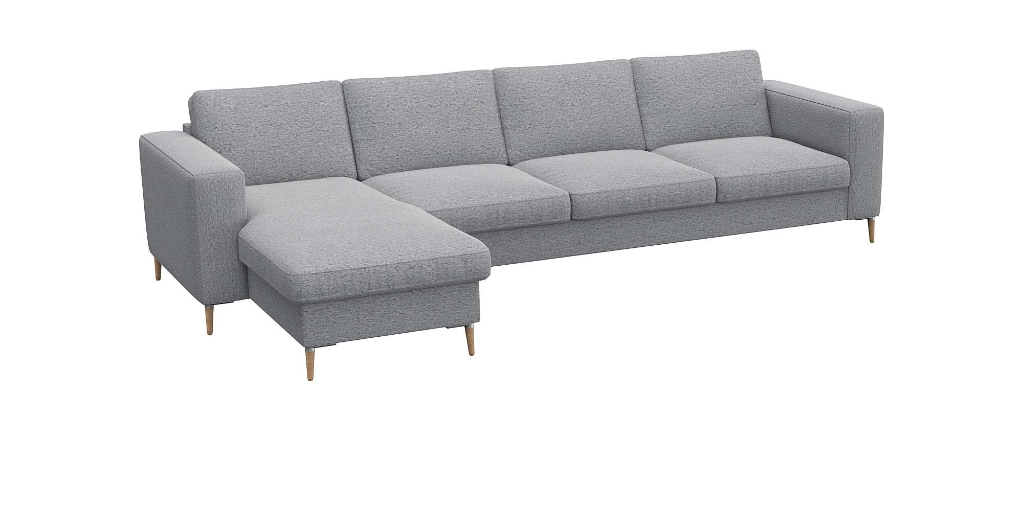 FLEXLUX Ecksofa »Fiore, super bequem durch hochwertigen Sitzaufbau mit Kaltschaum«, breite Armlehnen, Füße Alu+ Eiche, L-Form