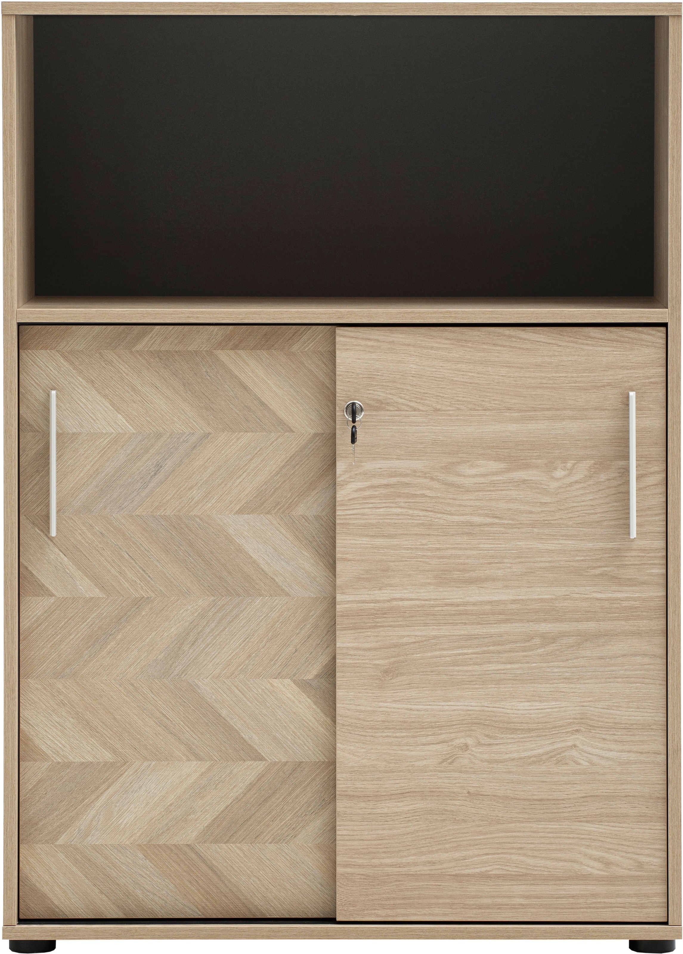 Schildmeyer Schiebetürenschrank »AREZZO, Aktenschrank abschließbar, Höe 150 cm, MADE IN GERMANY« 1 Stk. tlg. Linke Tür in Fischgräten Dekor, MADE IN GERMANY