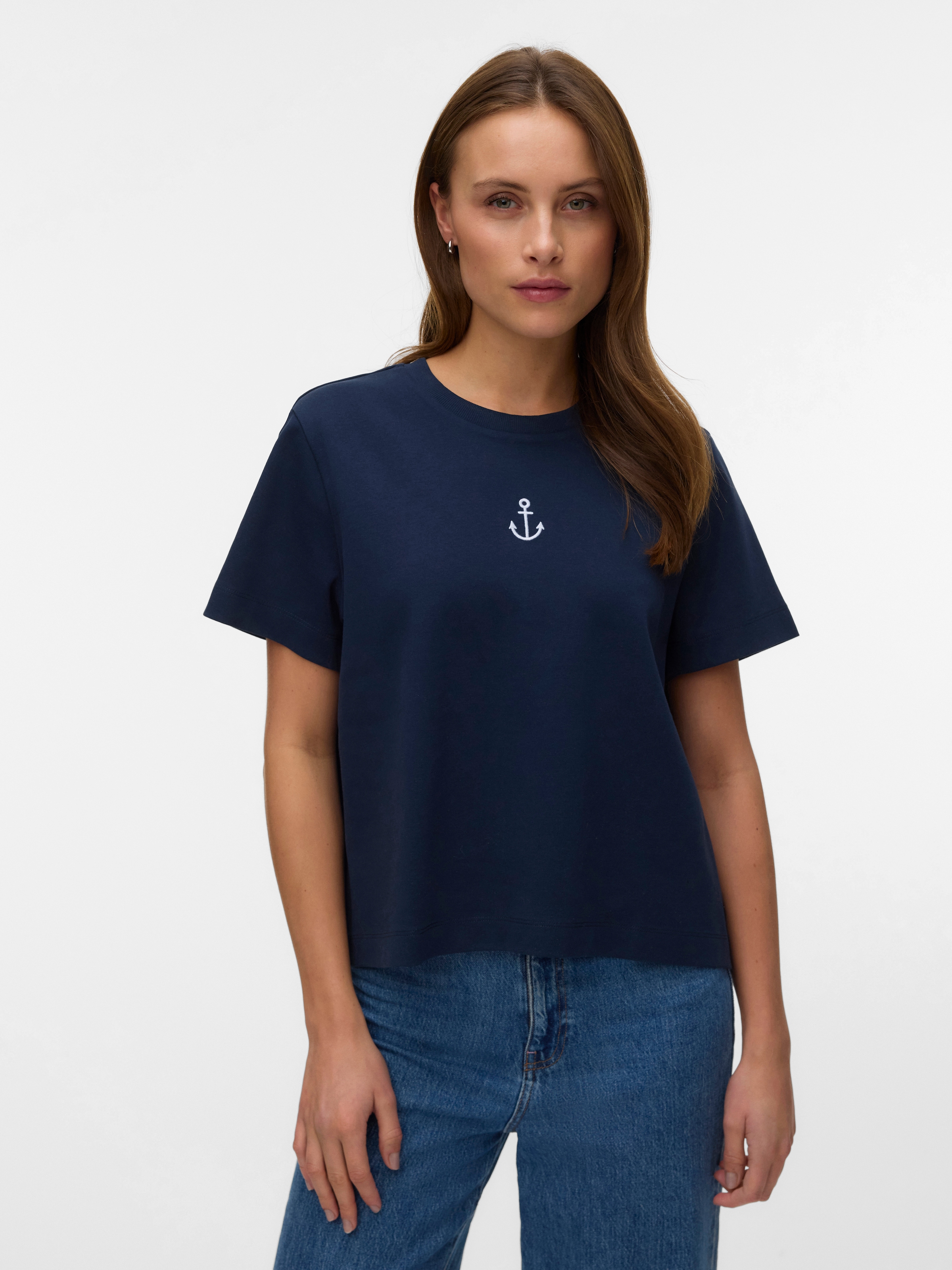 Vero Moda Kurzarmshirt »VMSARA METTE SS TOP BOX JRS GA NOOS« Baumwolle, regular fit