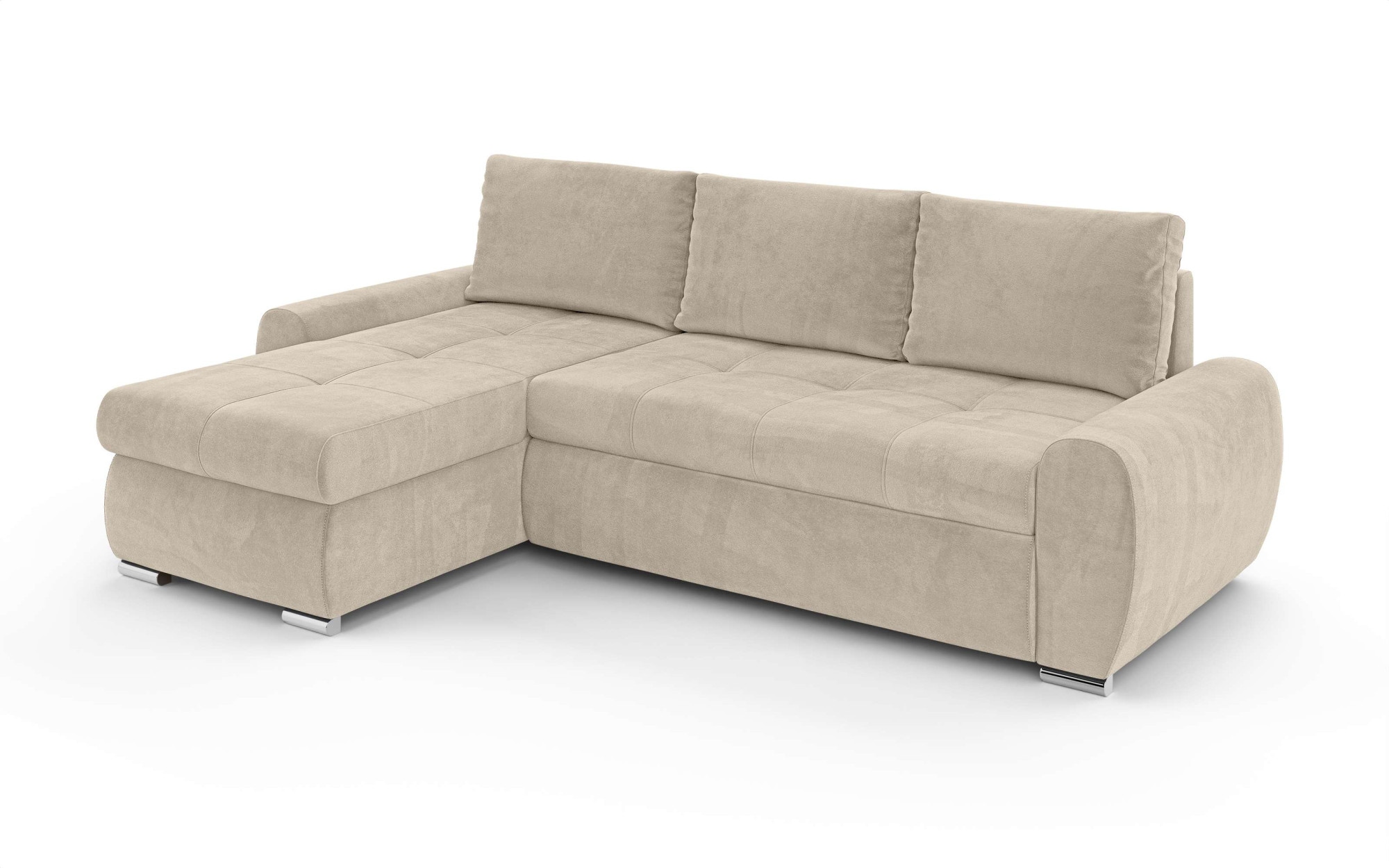 INOSIGN Ecksofa »HAVERHILL Schlafsofa mit Bettkasten, Maße B/H/T: 237/89/166 cm«, L-Form mit Recamiere links oder rechts bestellbar, Wellenunterfederung