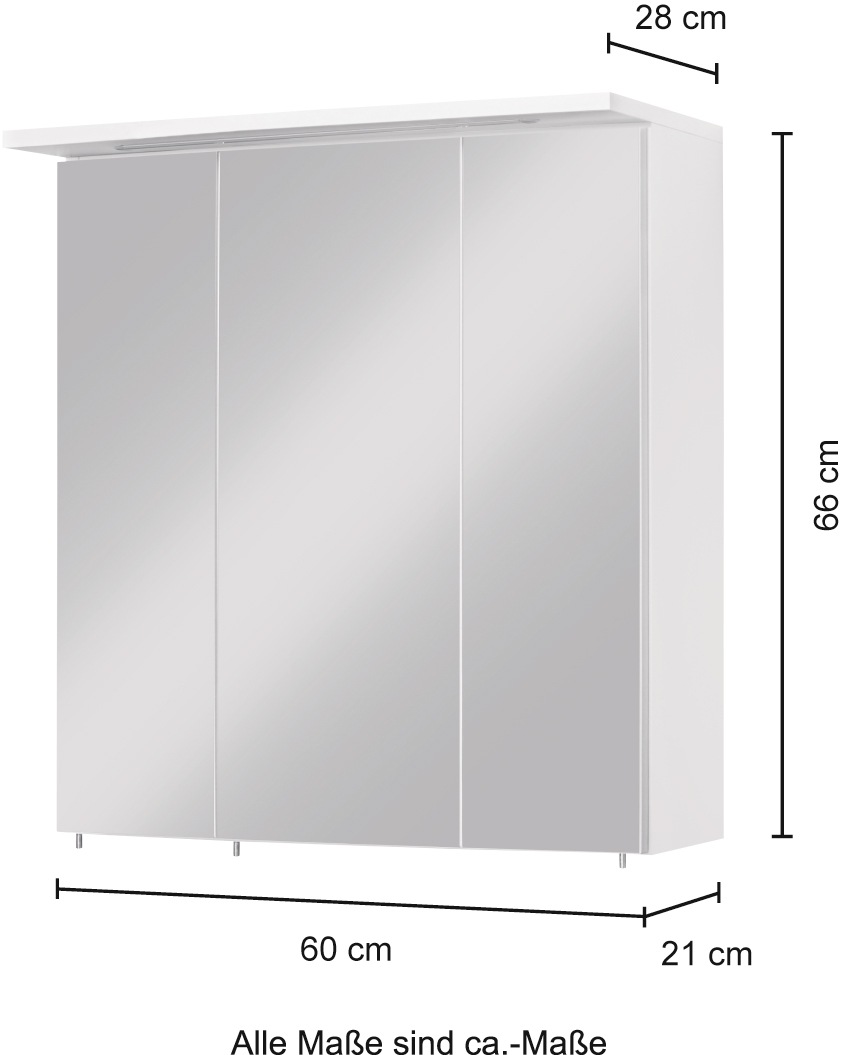 welltime Spiegelschrank »Flex«, Breite 60 cm, mit 3D-Spiegeleffekt