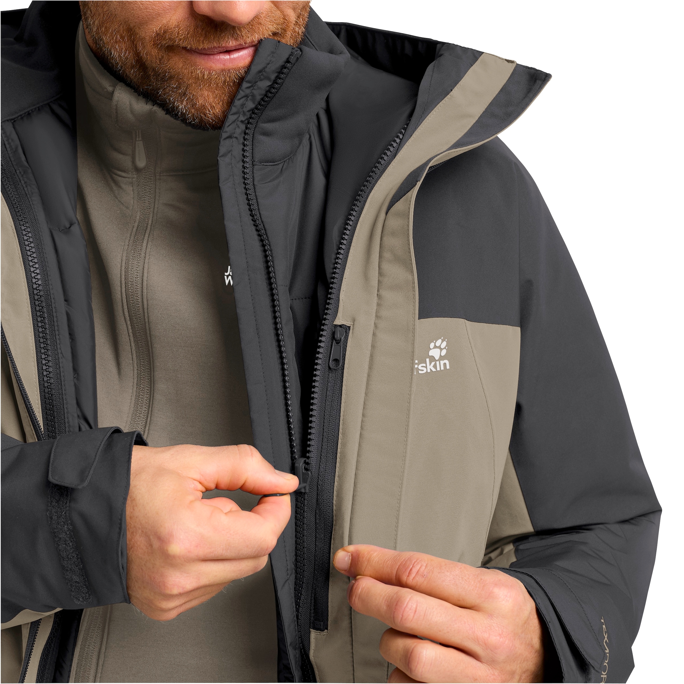 Jack Wolfskin Funktionsjacke, 3in1, wasserdicht, Übergangsjacke