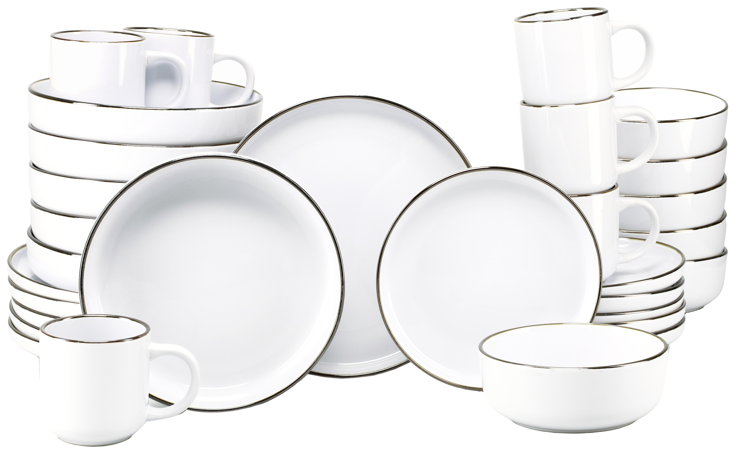 CreaTable Kombiservice »Nordic Festive, Service 30-tlg.« Minimalistisches Design, Dezente goldene Akzente