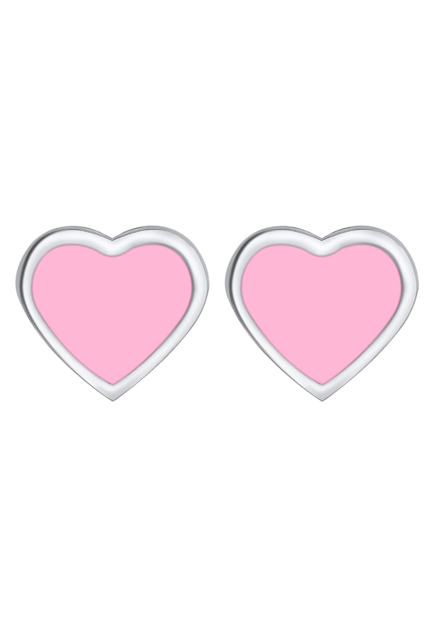 Elli Paar Ohrstecker »Ohrringe Kinder Herz Stecker Rosa Emaille 925 Silber«