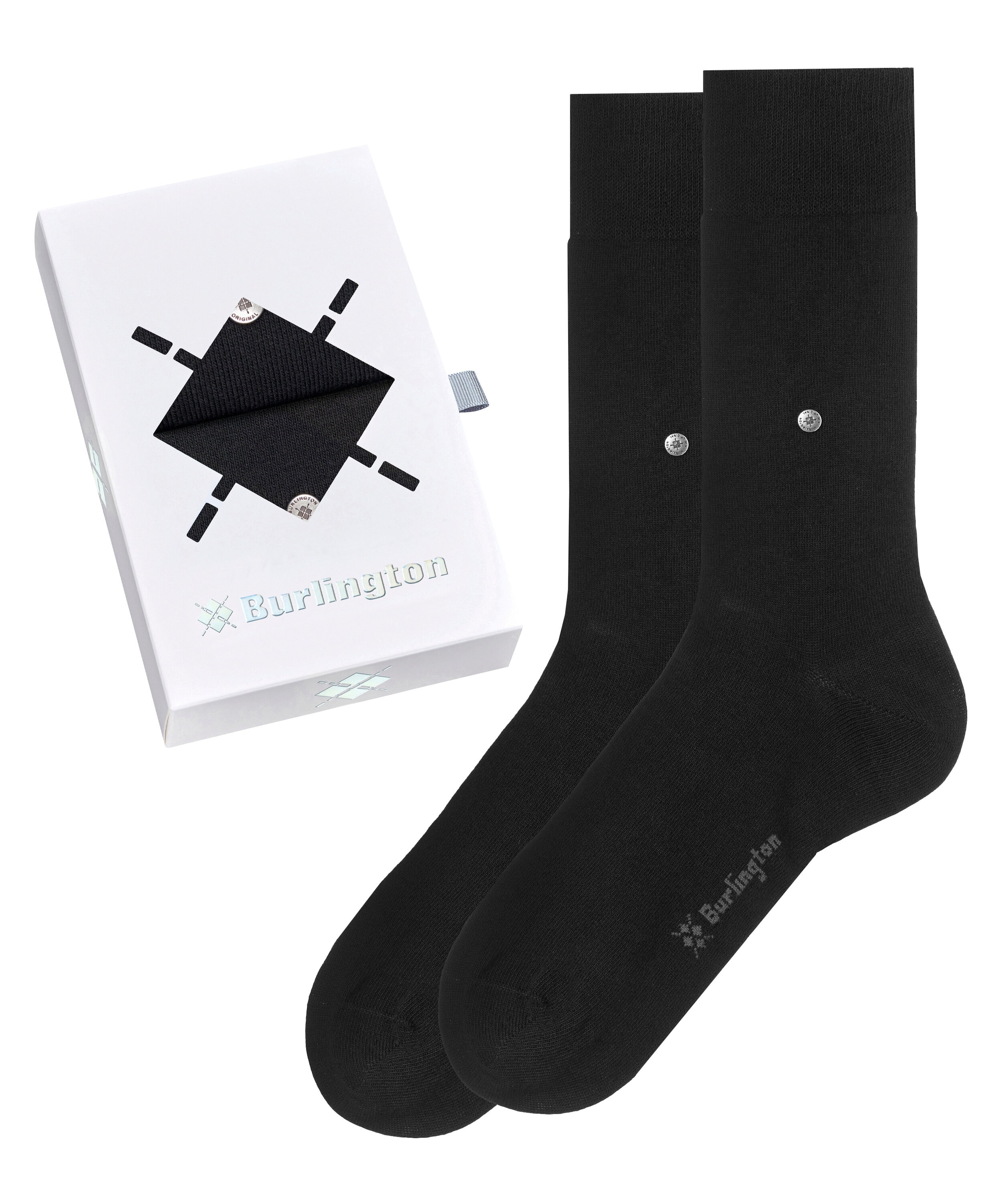 Burlington Socken »Basic Gift Box« 2 Paar,  Einheitsgröße 36-41, unifarben, Burlington-Clip, Geschenkbox