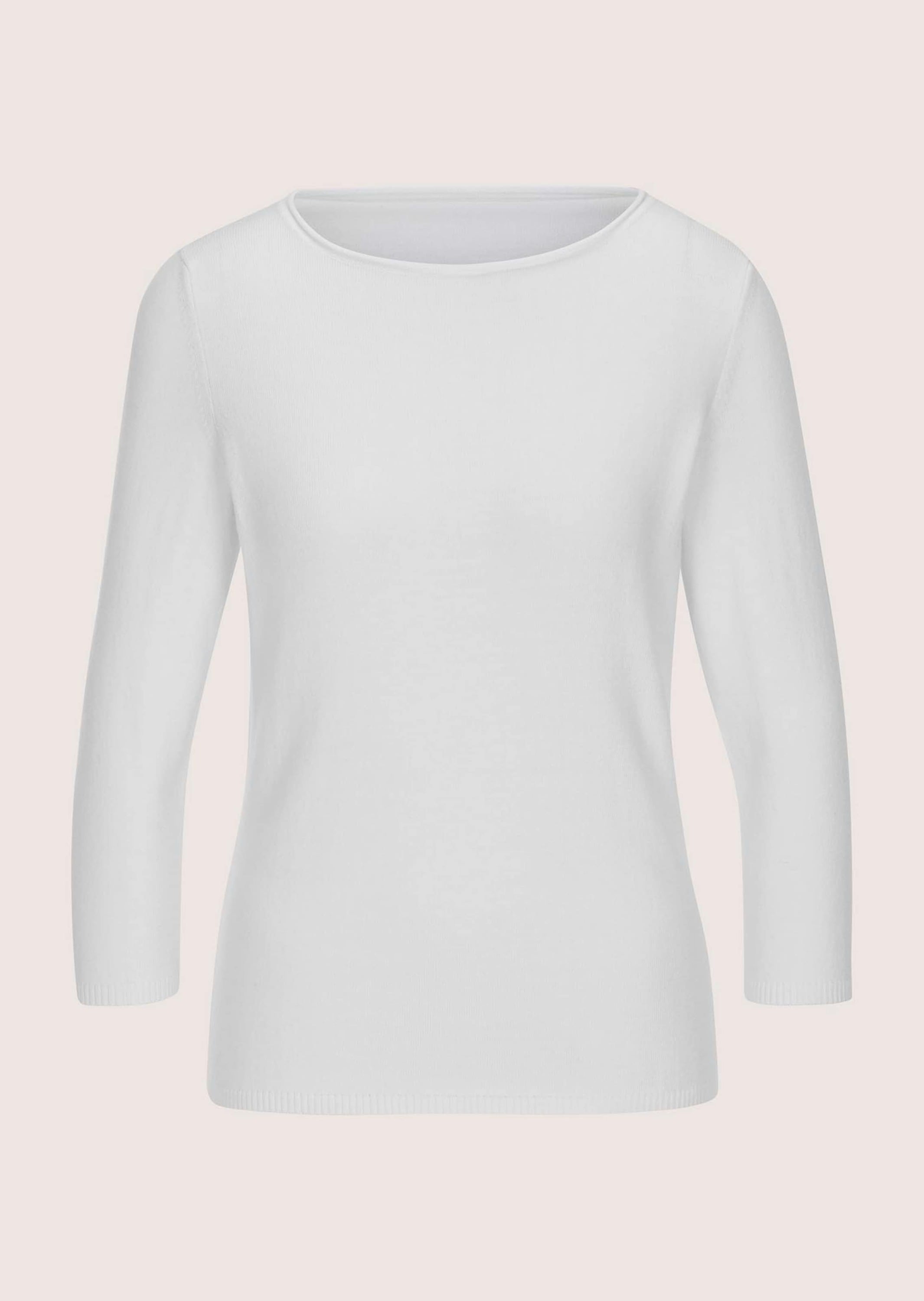 MADELEINE Longpullover »Feinstrickpullover Basic-Pullover mit Rollkante« Eleganter U-Boot-Ausschnitt