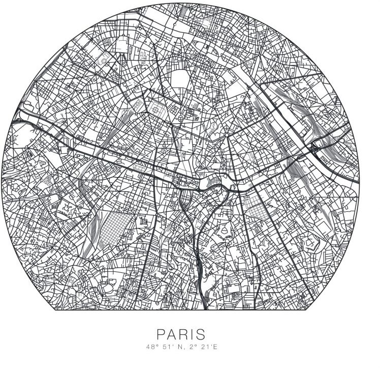 Wall-Art Wandtattoo »Paris Tapete runder Stadtplan«, (1 St.) kaufen bei OTTO