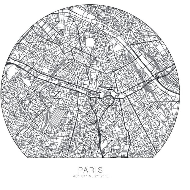 Wall-Art Wandtattoo »Paris Tapete runder Stadtplan«, (1 St.) kaufen bei OTTO