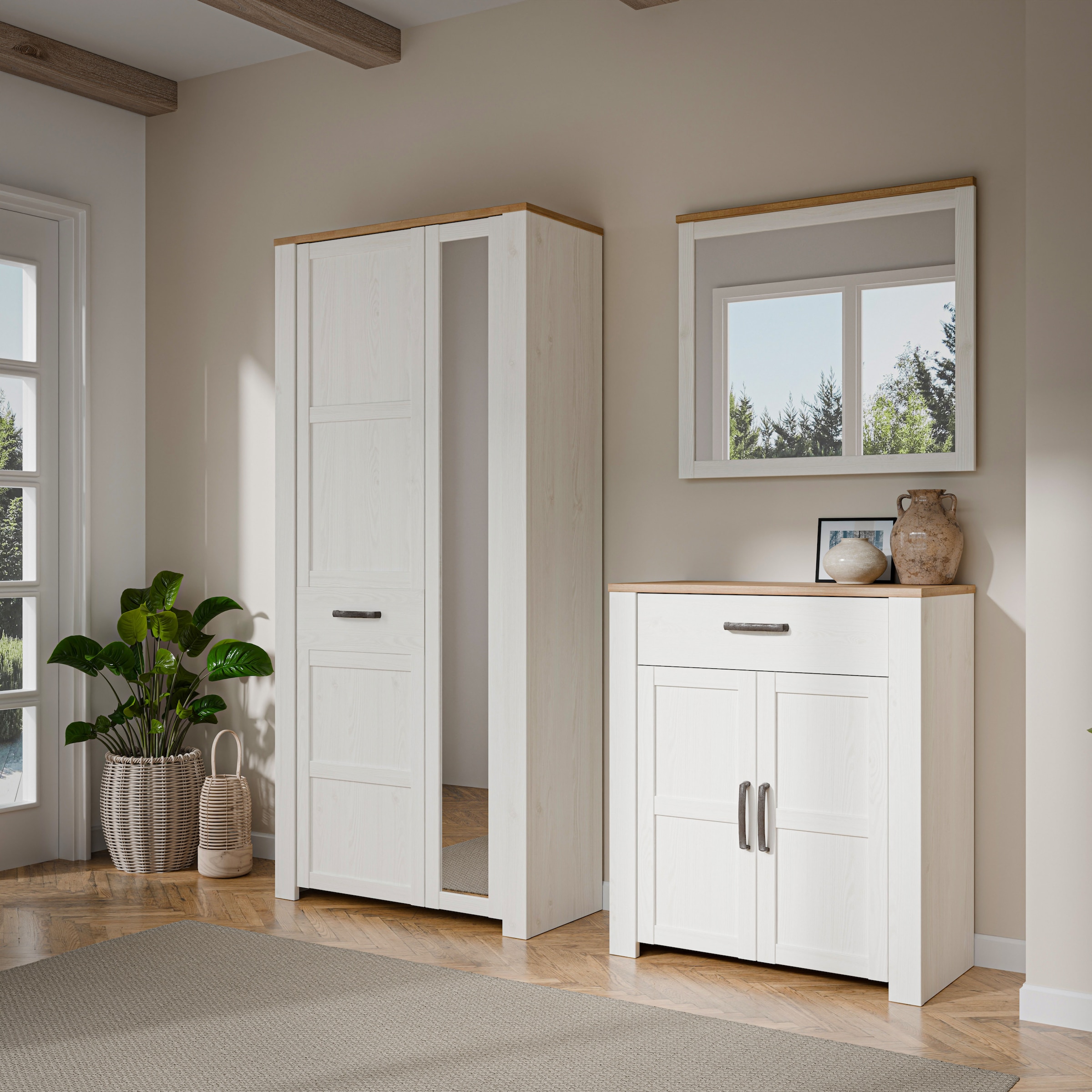 FORTE Garderobenschrank »Garderobenschrank, Höhe 205,4cm, Spiegel, Soft Close, Push to Open« B/H/T 94,4/205,4/42 cm