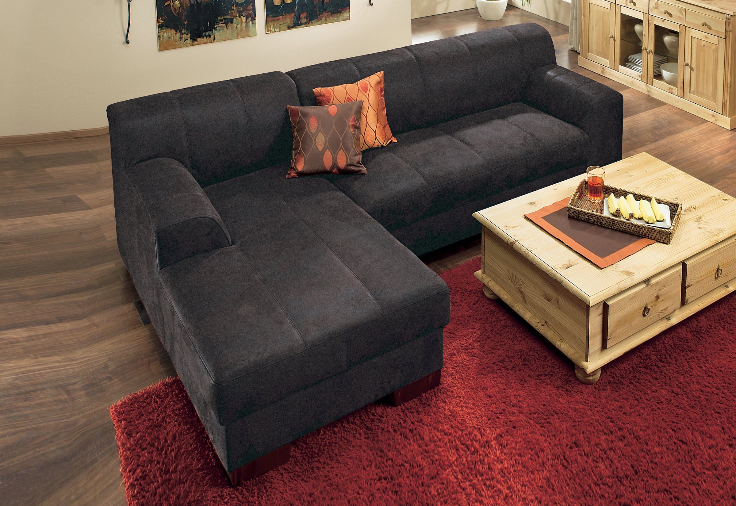 Home affaire Ecksofa »Falk klare Linien, elegant und zeitlos, L-Form«, mit Federkern und wahlweise mit Bettfunktion