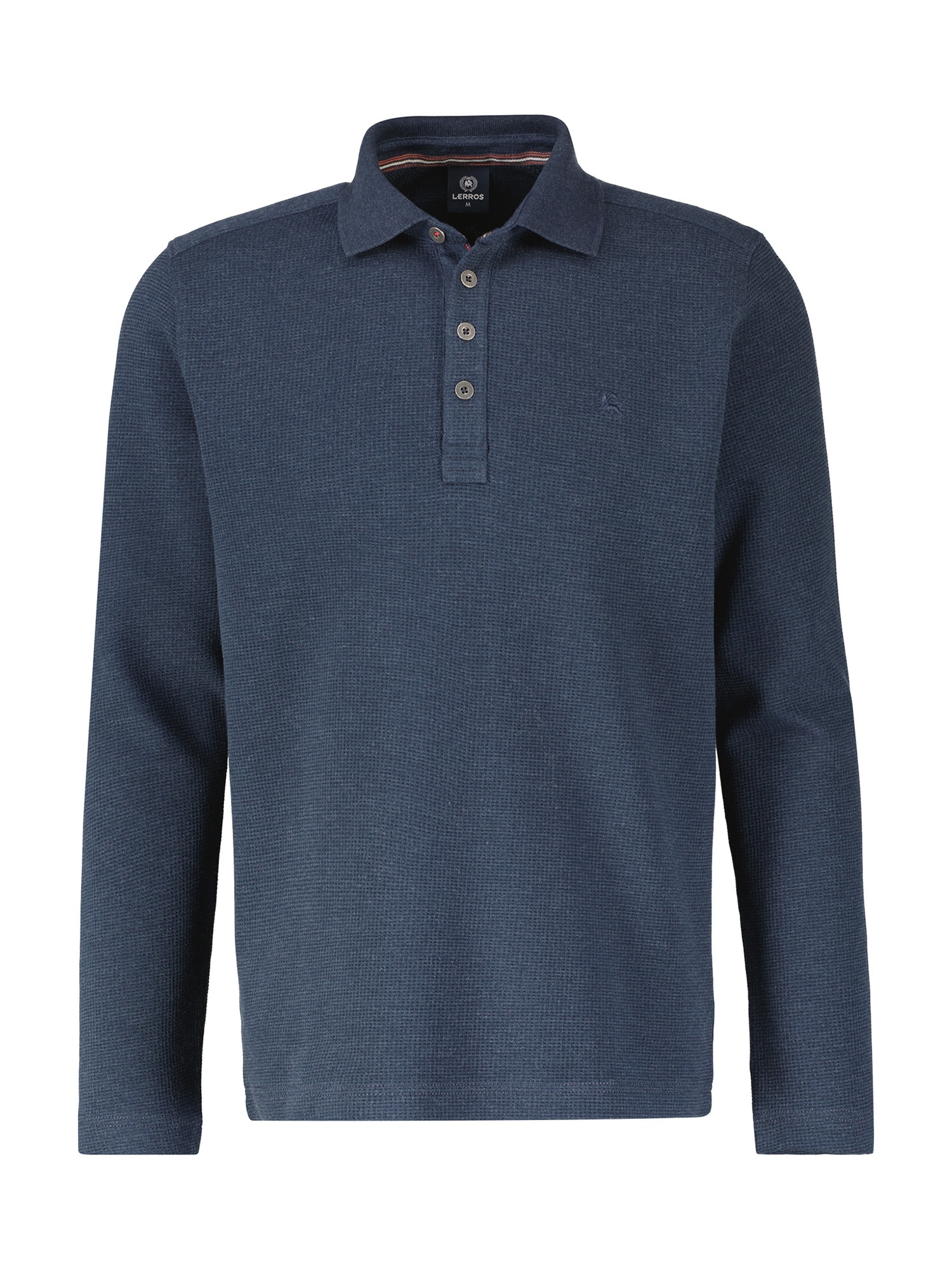 LERROS Sweatshirt »LERROS Langarmpolo, unifarbenes Waffelpiqué«