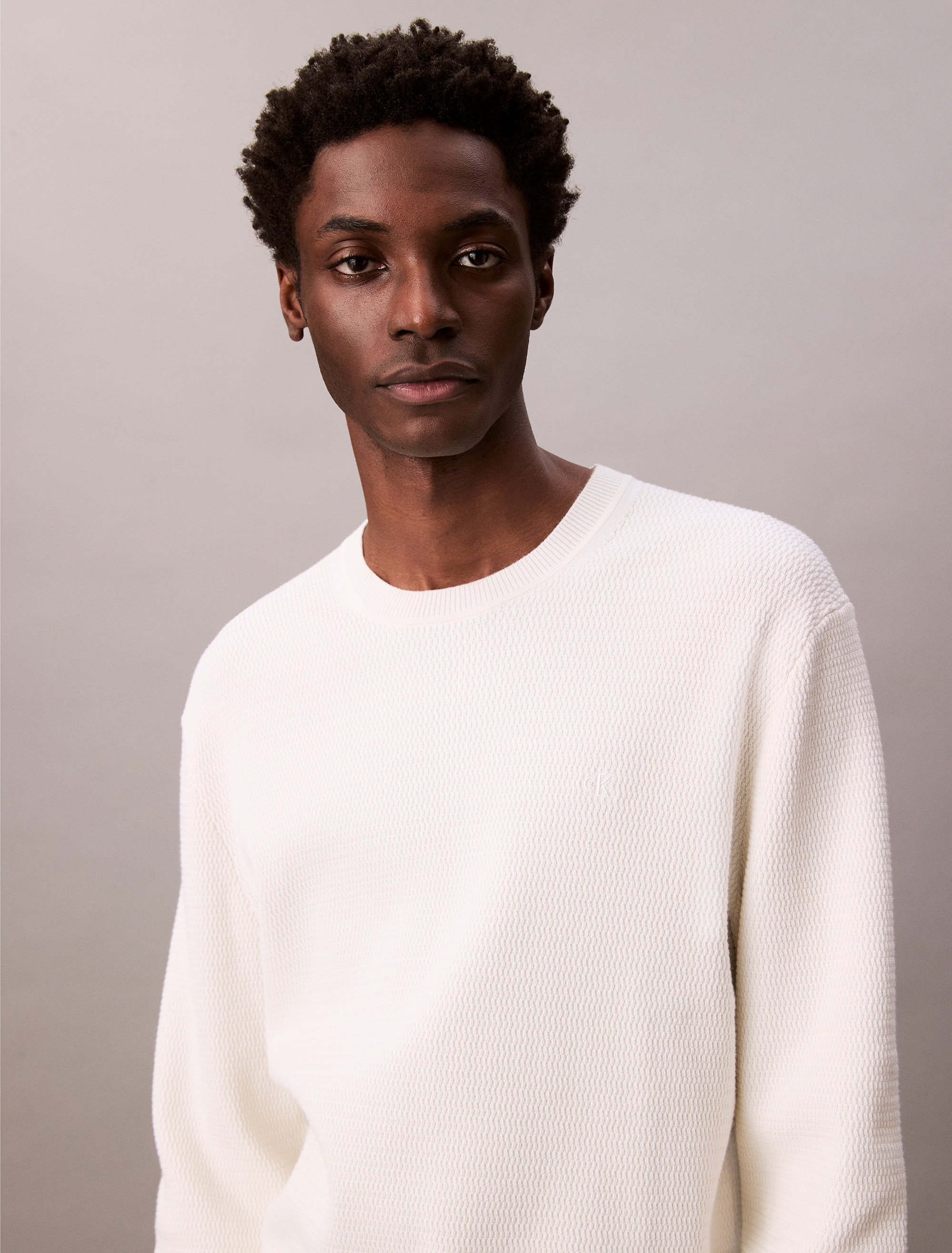 Calvin Klein Strickpullover »LS TXTR CTTN CRWNK S« Mit Rundhalsausschnitt