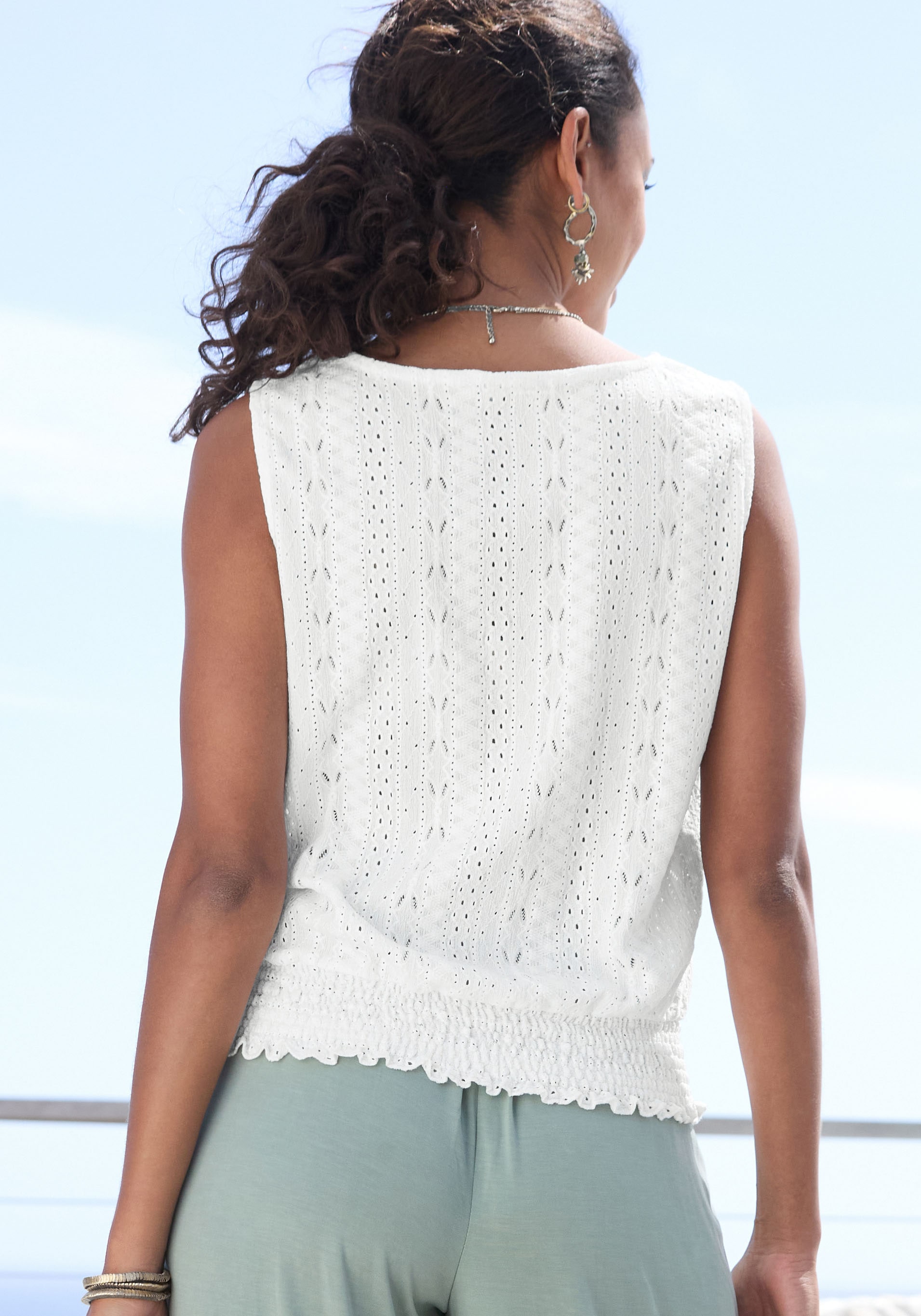 Vivance Tanktop mit Lochstickerei, Top
