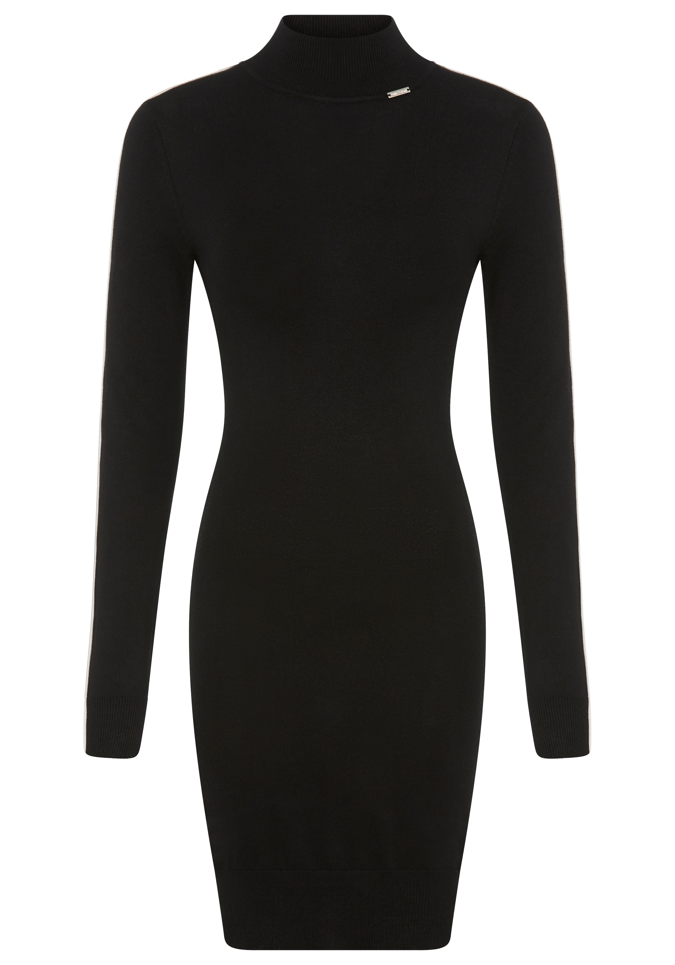 Bruno Banani Strickkleid Ohne Taschen mit edlem Kontraststreifen