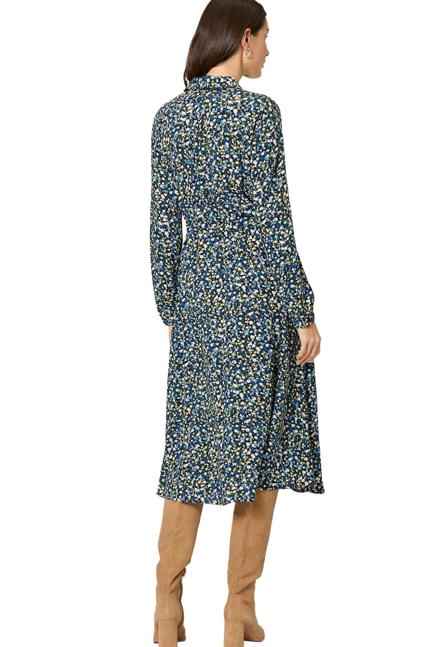 Zero Plisseekleid »Crepè-Kleid mit Bindegürtel«