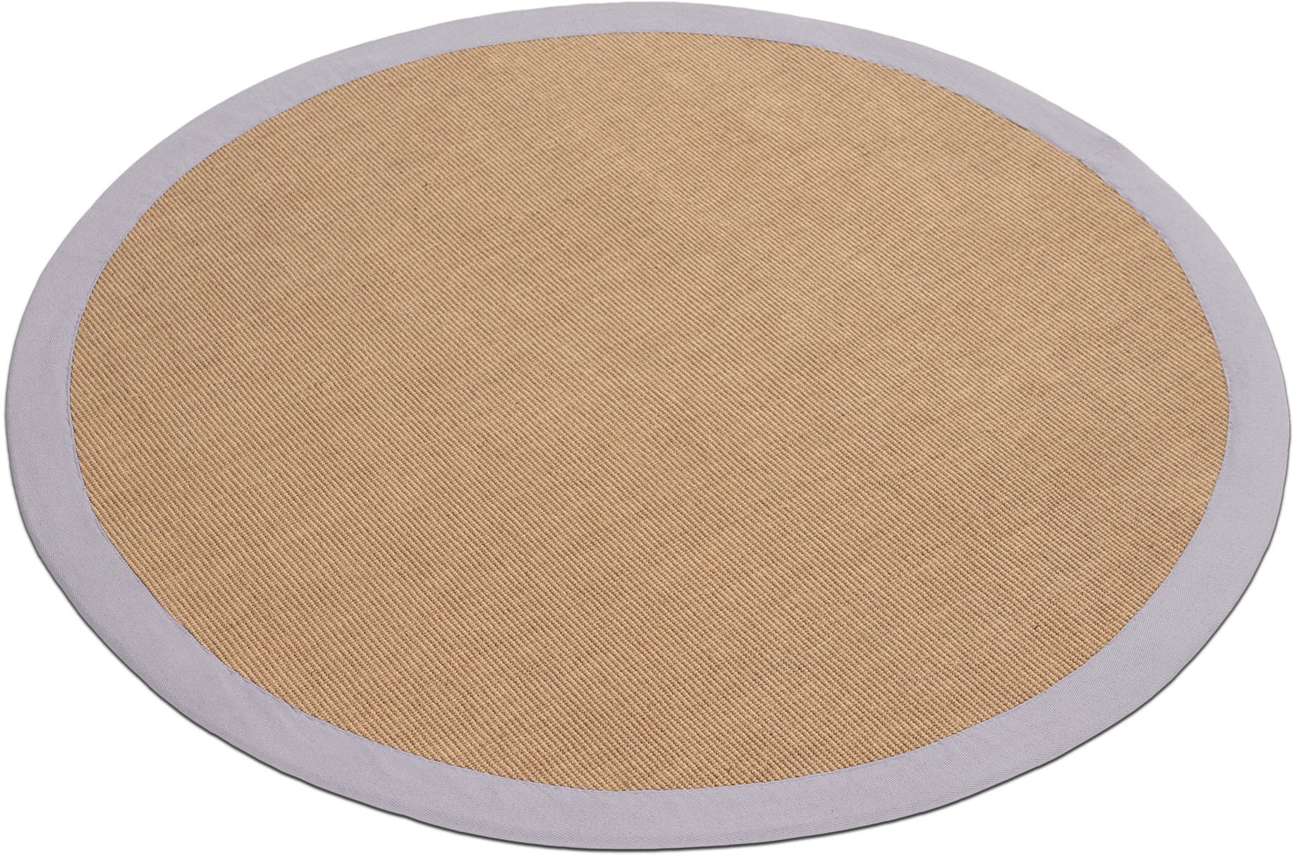 carpetfine Sisalteppich »Sisal«, rund, 5 mm Höhe, mit farbiger Bordüre, Anti-Rutsch Rückseite