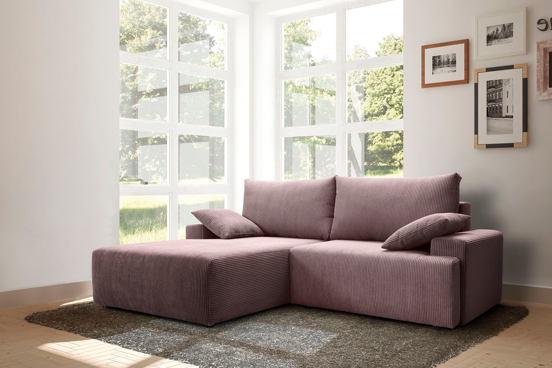 in Ecksofa fashion kaufen sofa bei inklusive »Orinoko«, verschiedenen - und Cord-Farben Bettfunktion exxpo Bettkasten OTTO