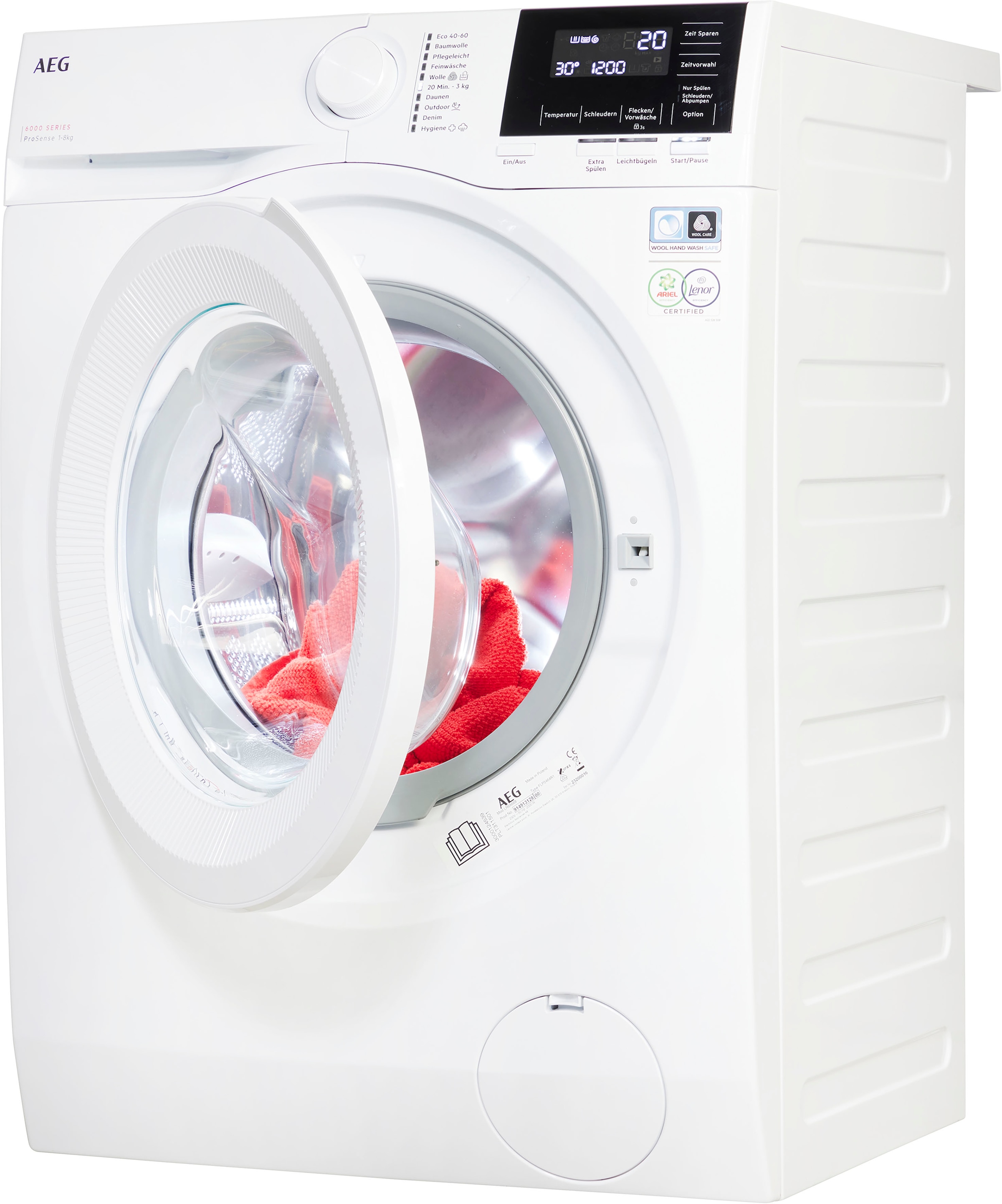AEG Waschmaschine »LR6A668«, 6000, LR6A668, 8 kg, 1600 U/min, ProSense® Mengenautomatik​ - spart bis 40% Zeit, Wasser und Energie