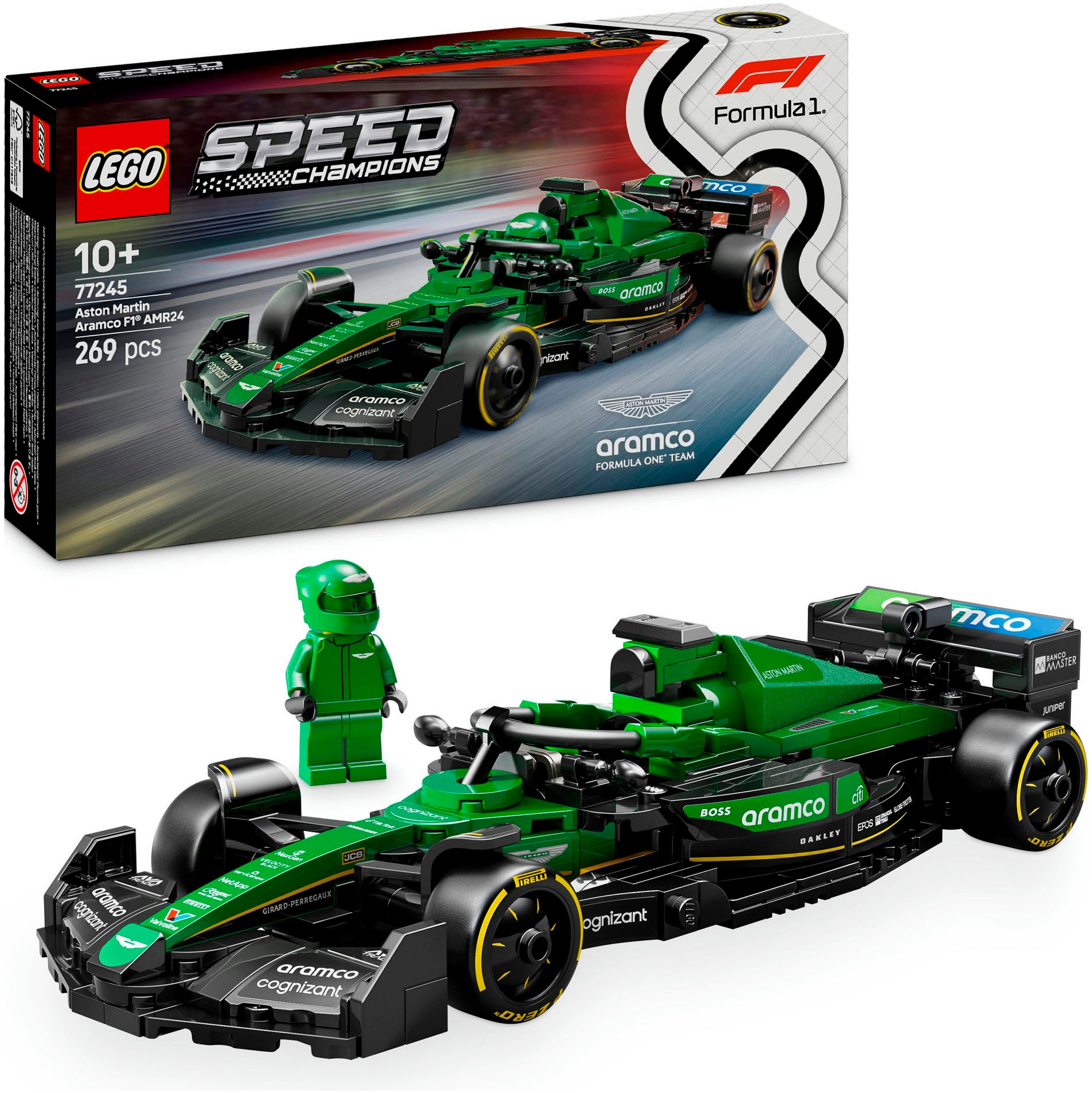 LEGO® Konstruktionsspielsteine »Aston Martin Aramco F1® AMR24 Rennauto (77245), LEGO® Speed...