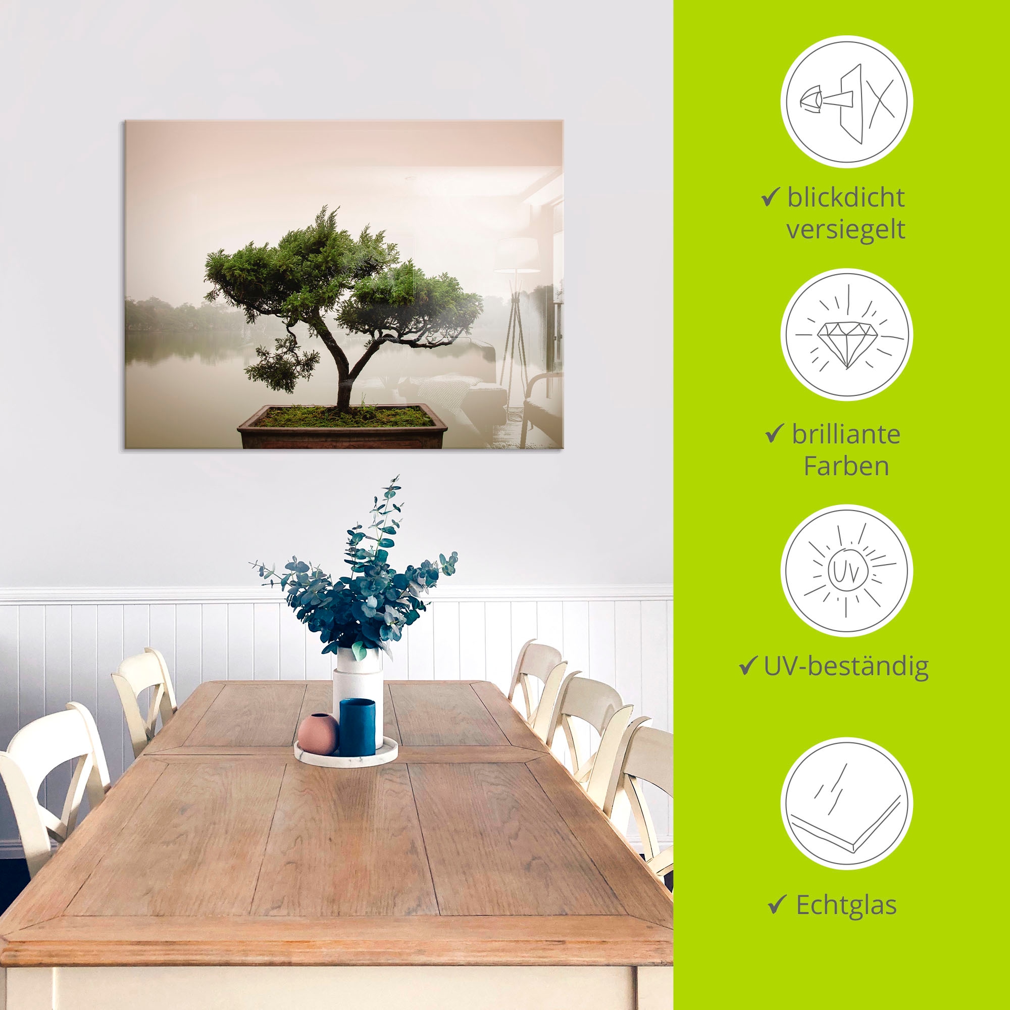 Artland Glasbild »Chinesischer Bonsaibaum« Bäume 1 Stk. tlg. in verschiedenen Größen