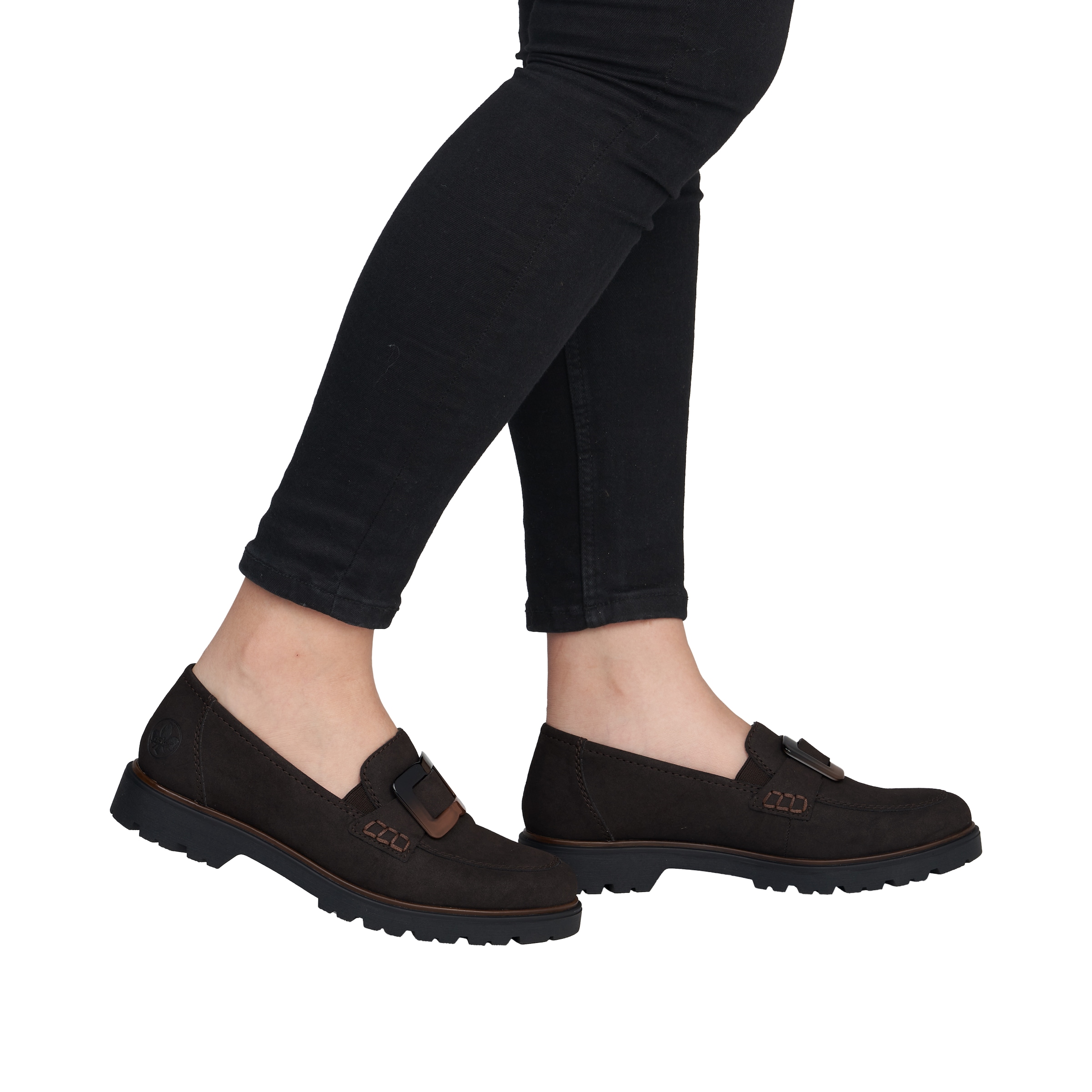 Rieker Loafer  Slipper, Schlupfschuh, Halbschuh mit großer Zierspange