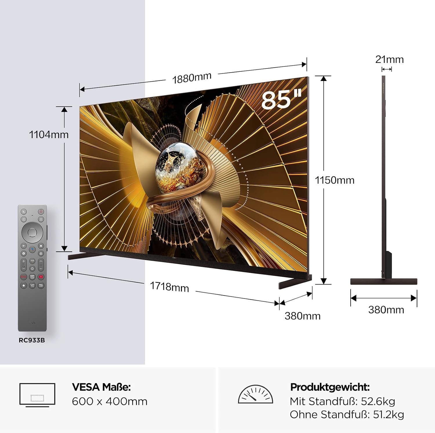TCL LED-Fernseher »85X11L« 248 cm/98 ″ IMAX Enhanced, Filmmaker Mode,,  Apple Airplay 2