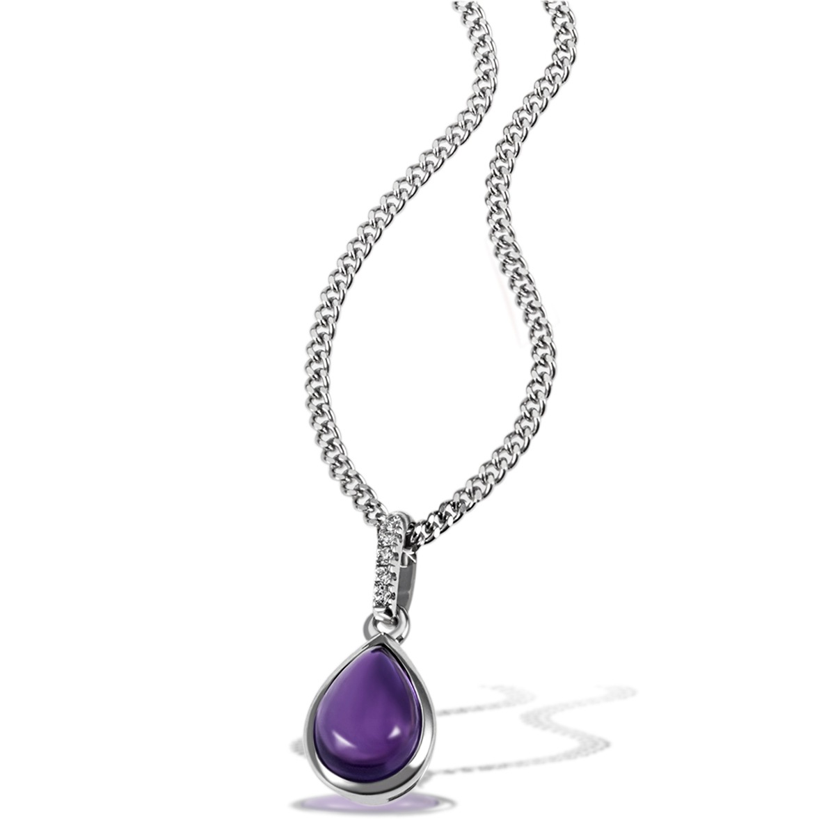goldmaid Collier, 925 Sterlingsilber 1 Amethyst 0,73 ct 5 Zirkonia weiß
