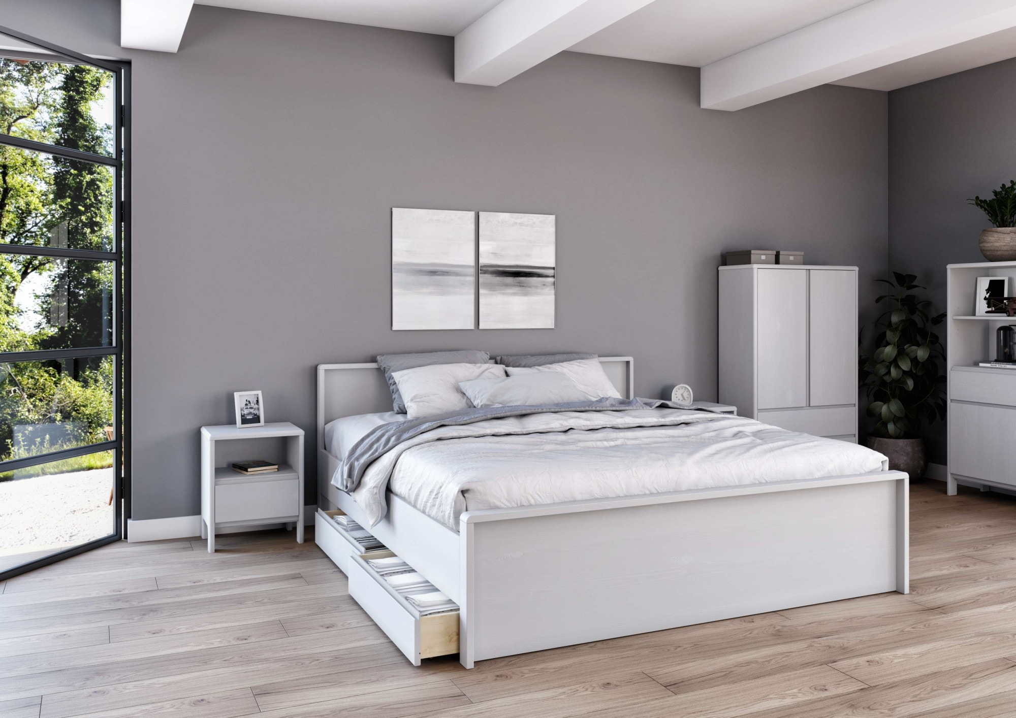Home affaire Nachttisch »Luven«, aus massiver Kiefer, mit 1 Schublade, Breite 44 cm