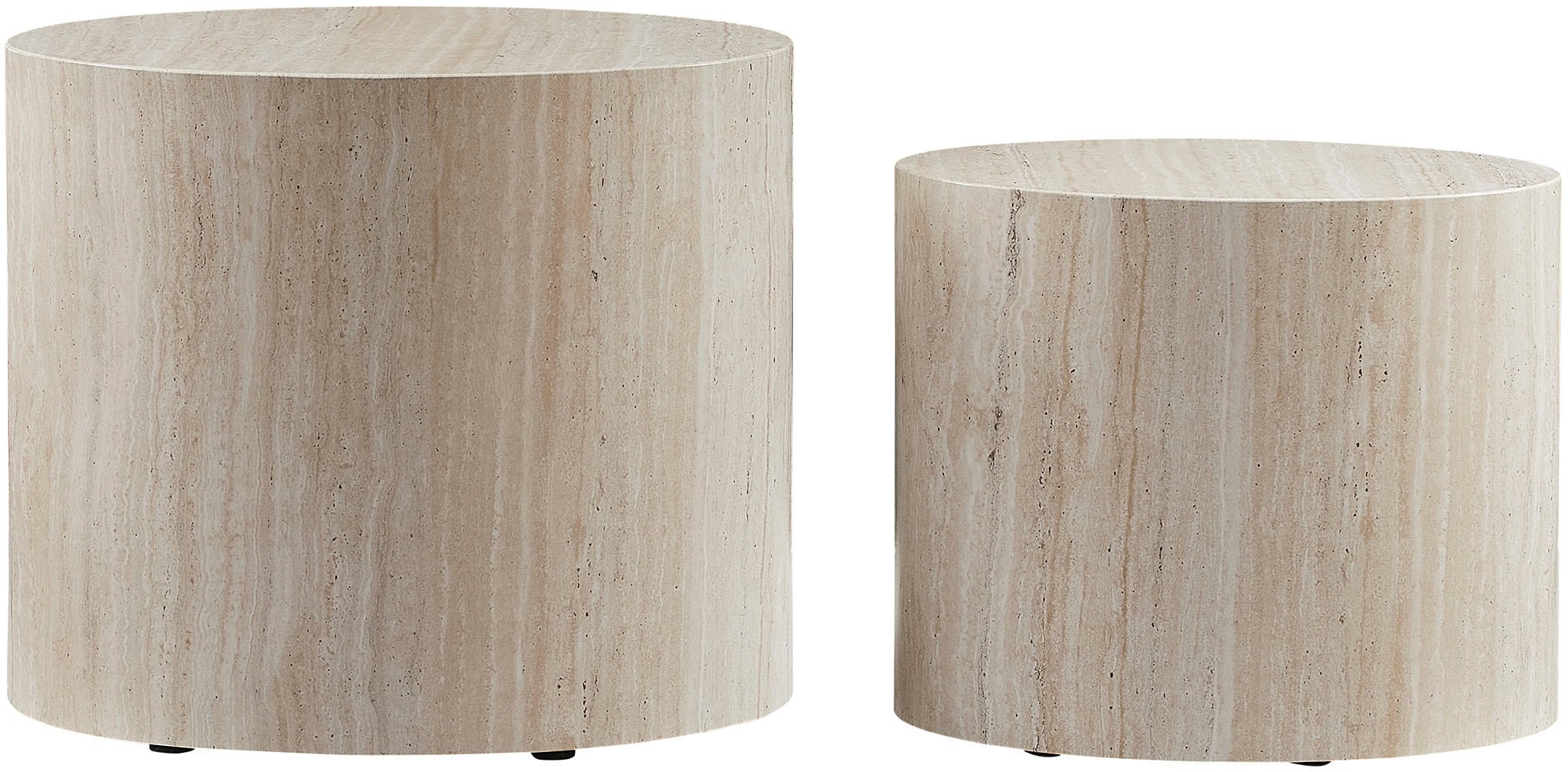SalesFever Couchtisch »Almeria Beistelltisch«, (Set, 2 St., 2er Set), oval, in Travertinoptik