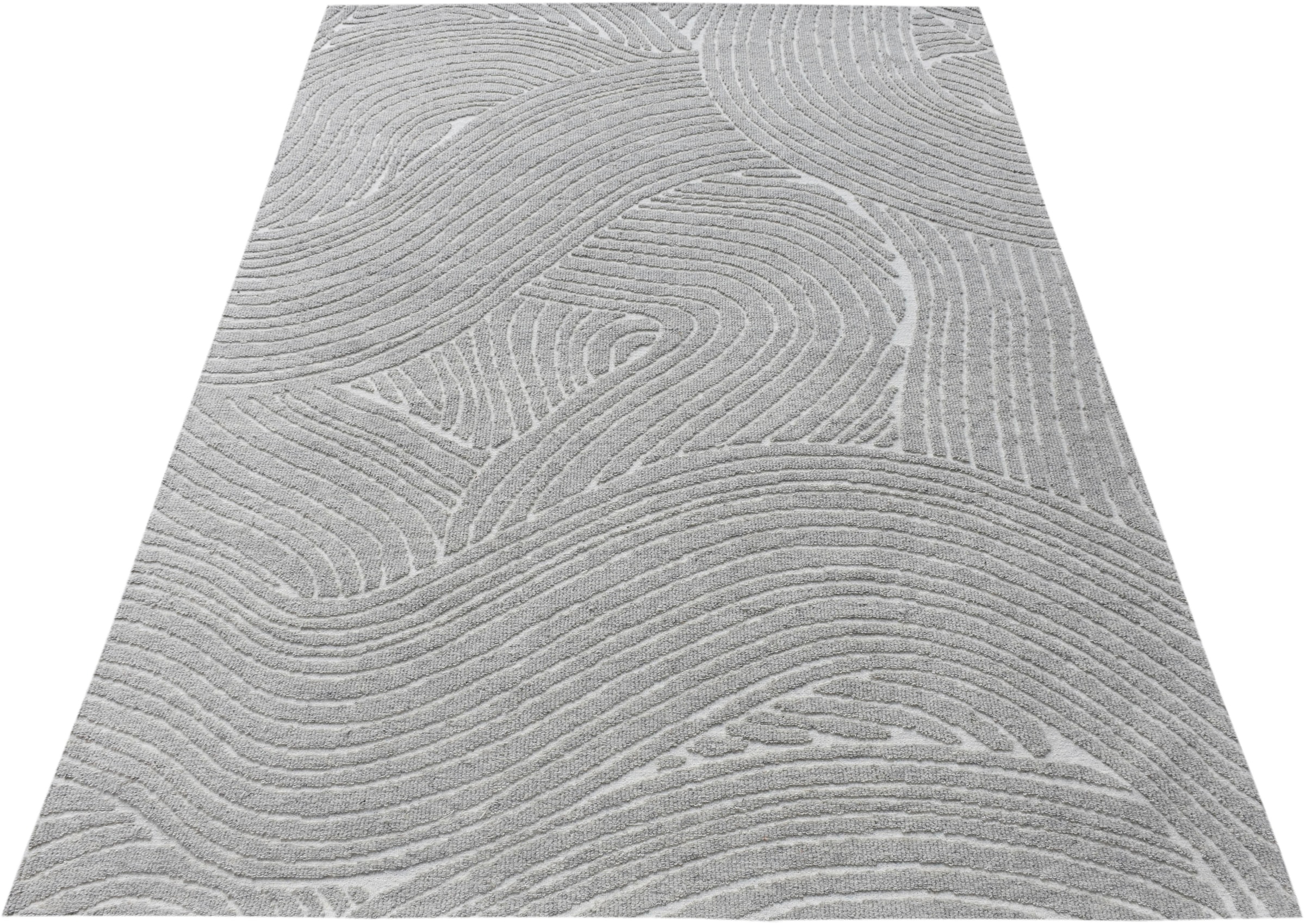 my home Wollteppich »Falun, Wolle, Hoch-Tief-Struktur, maschinell gewebt« rechteckig einfarbig, Wolle, Teppich, Wohnzimmer, Schlafzimmer, Esszimmer