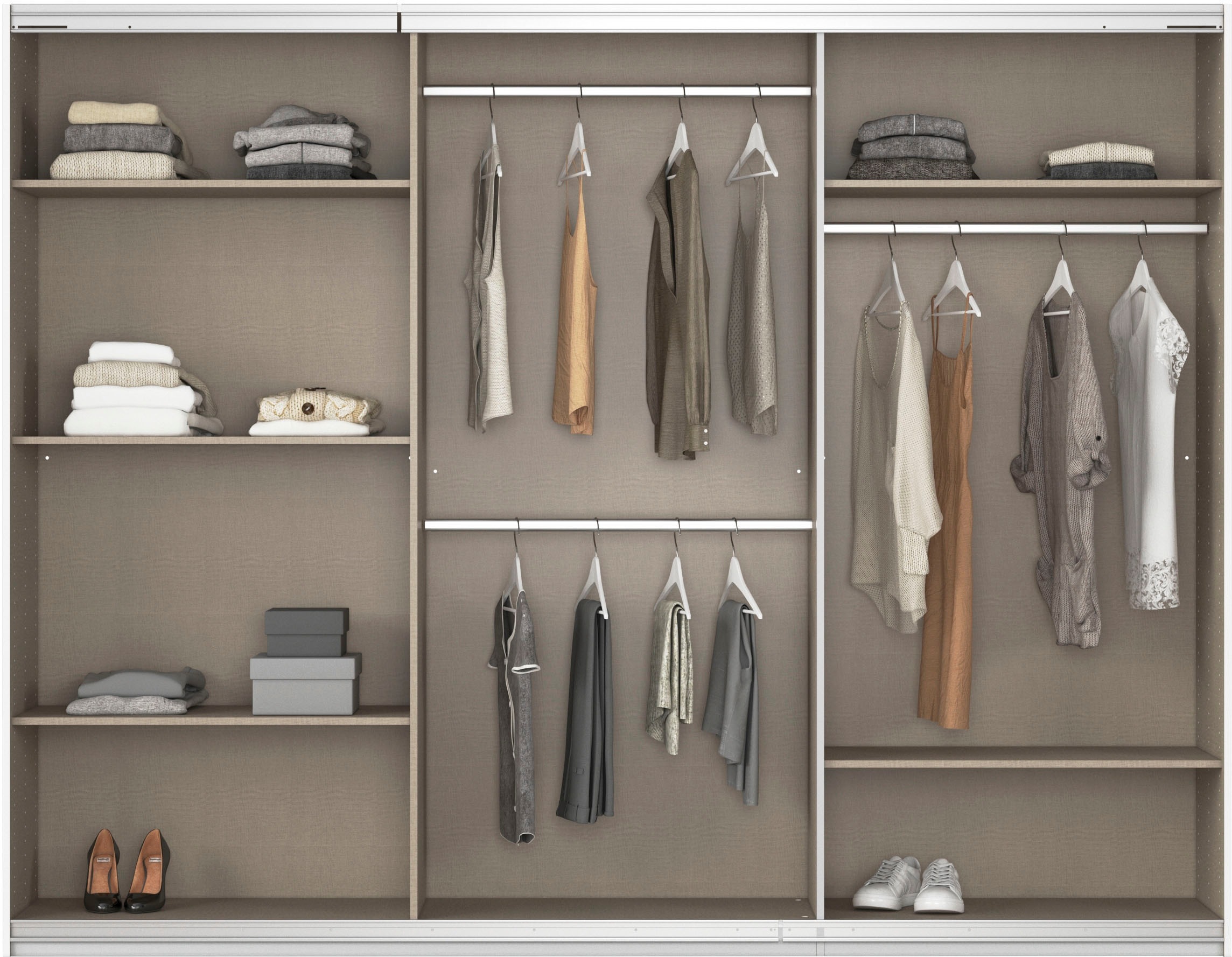 rauch Schwebetürenschrank »Kleiderschrank Schrank Garderobe AGORDO«, (in zwei Griff-Farben), Top Innenausstattung, in 4 Breiten und 2 Höhen MADE IN GERMANY