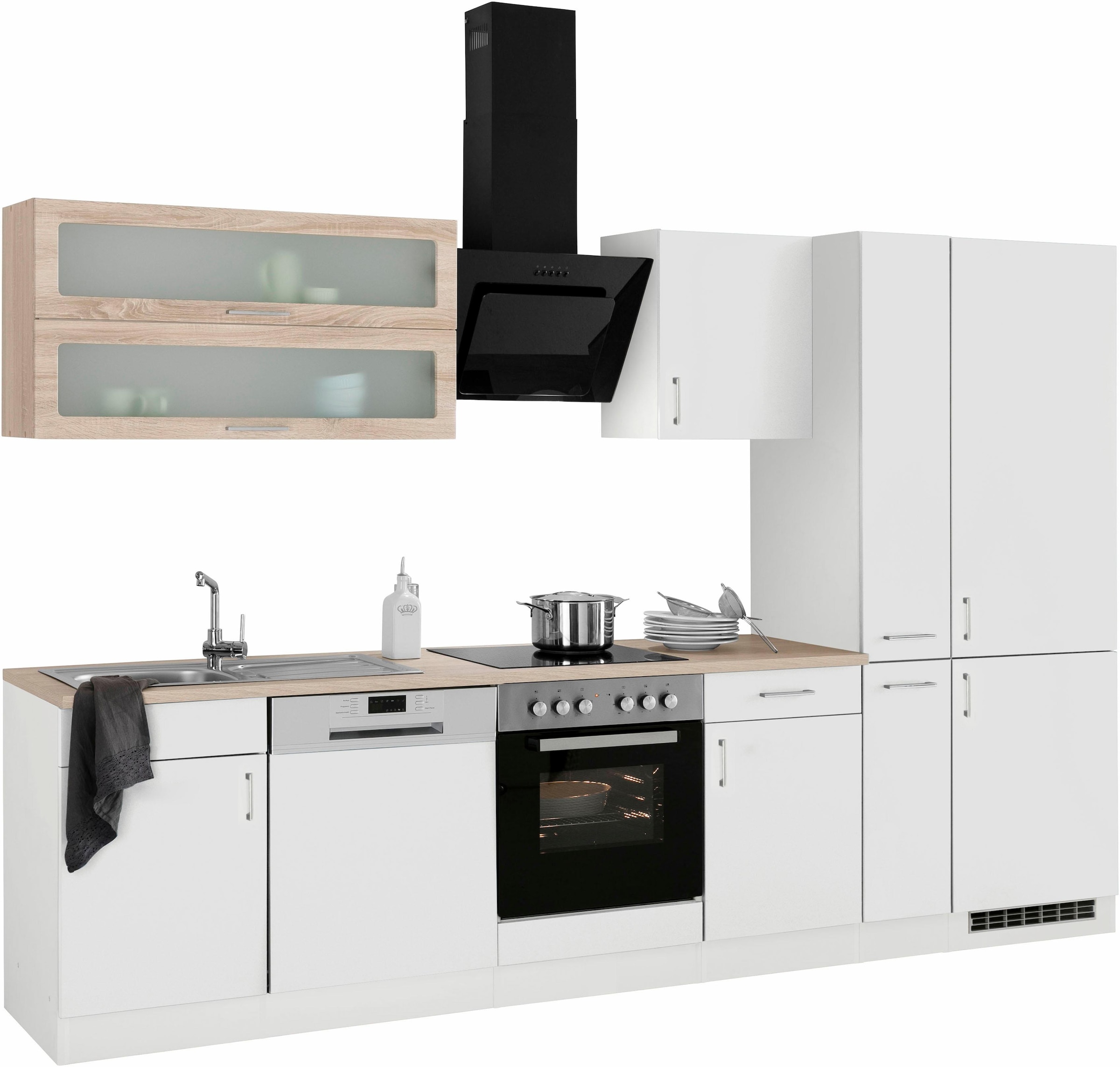 HELD MÖBEL Küchenzeile »Utah«, mit E-Geräten und großer Kühl-  Gefrierkombination, Breite 310 cm im OTTO Online Shop