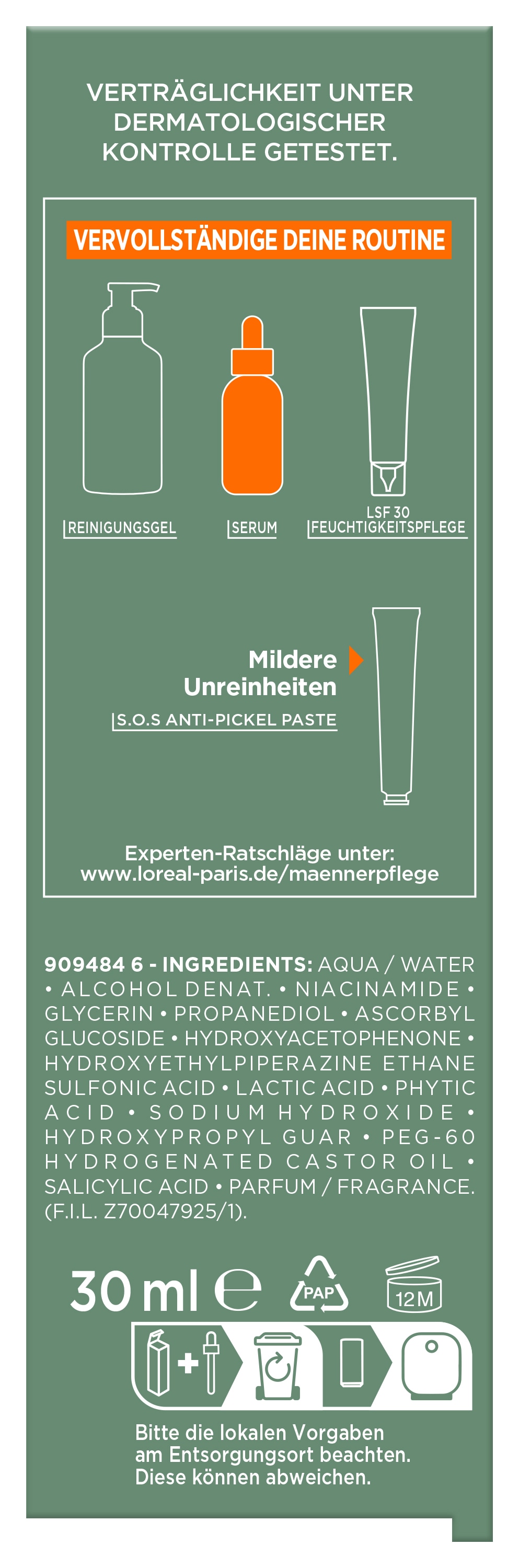 L'ORÉAL PARIS MEN EXPERT Pflegestift »L'Oréal Men Expert Derma Control Niacinamide Anti-Unreinheiten Serum«