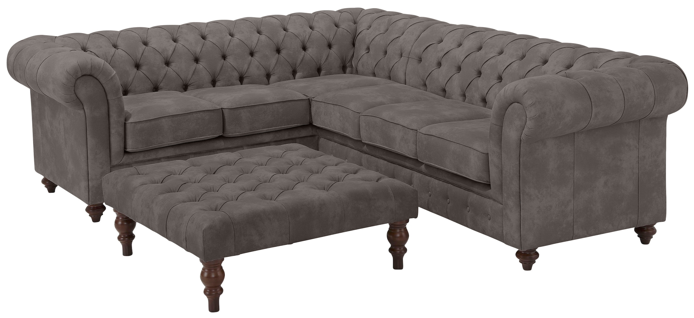 Home affaire Chesterfield-Sofa »Chesterfield Ecksofa, auch in Leder L-Form«, hochwertige Knopfheftung, langer Schenkel links oder rechts wählbar